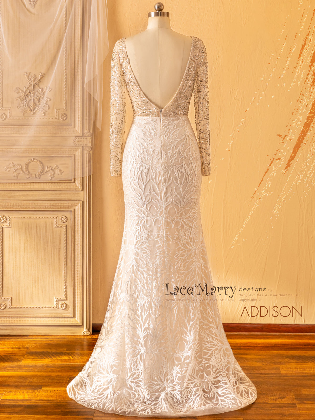 ADDISON / Abstract Pattern Wedding Dress with All Over Spark