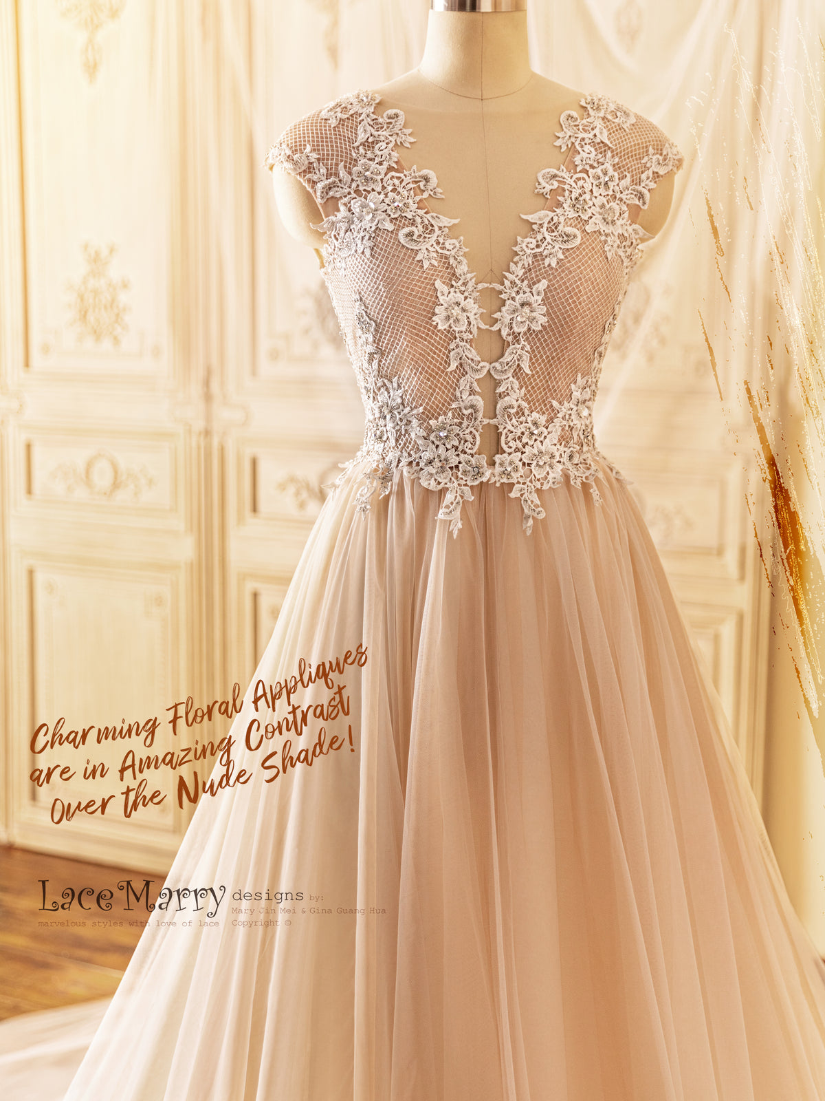 JAKIARA / A Line Wedding Dress with Gorgeous Rhombus Design