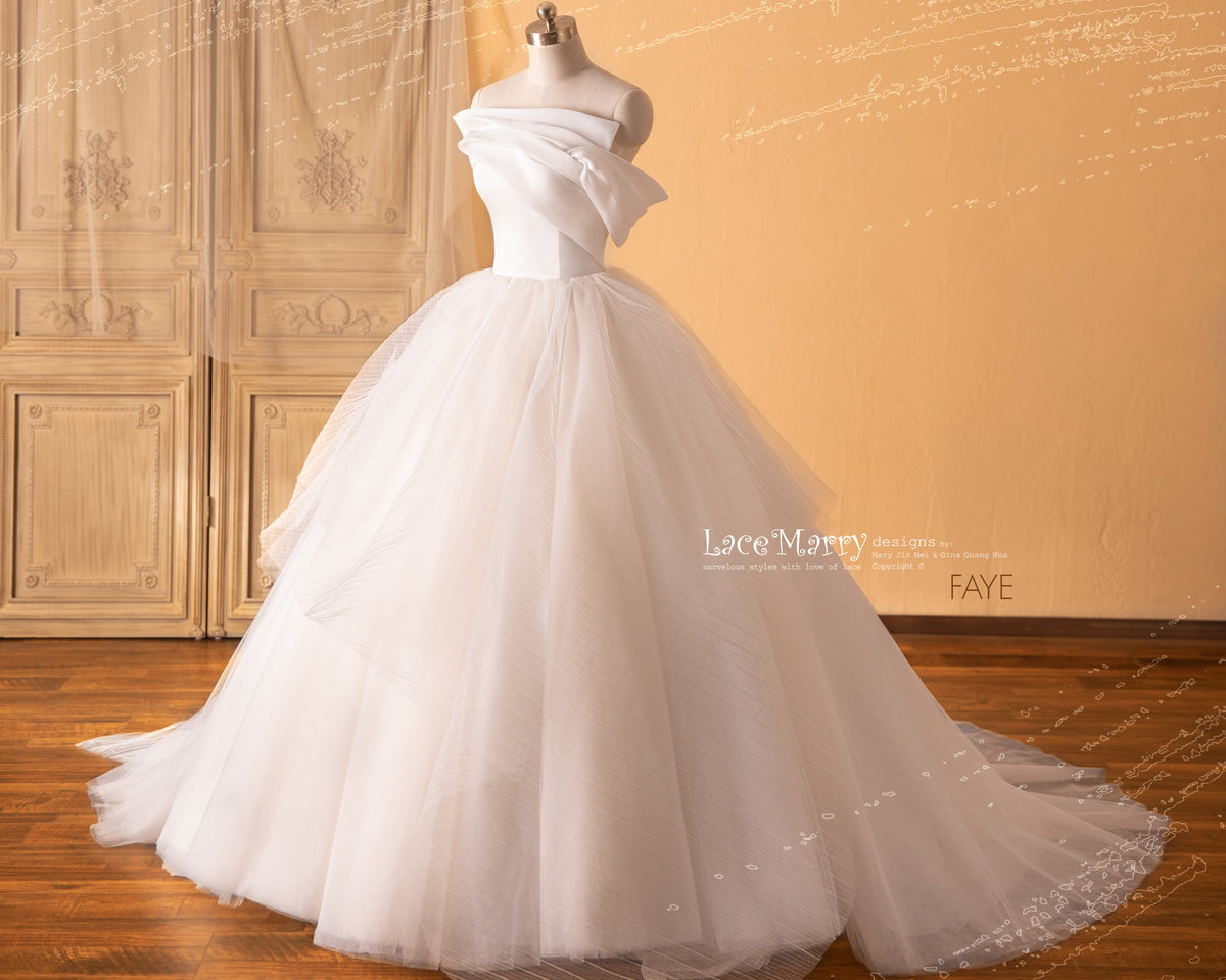 FAYE / Ballgown Wedding Dress with Strapless Folded Neckline Design