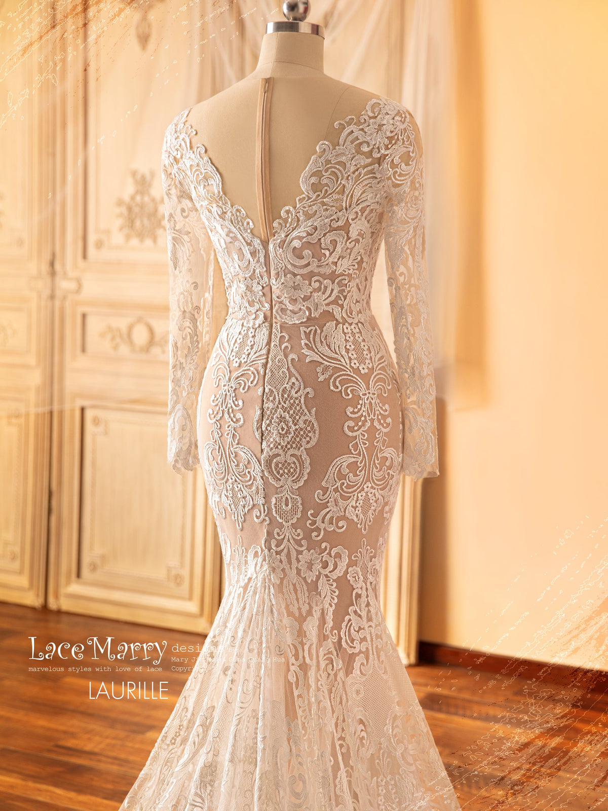 LAURILLE / Black Wedding Dress with Long Sleeves - LaceMarry LAURILLE / Black Wedding Dress with Long Sleeves - LaceMarry