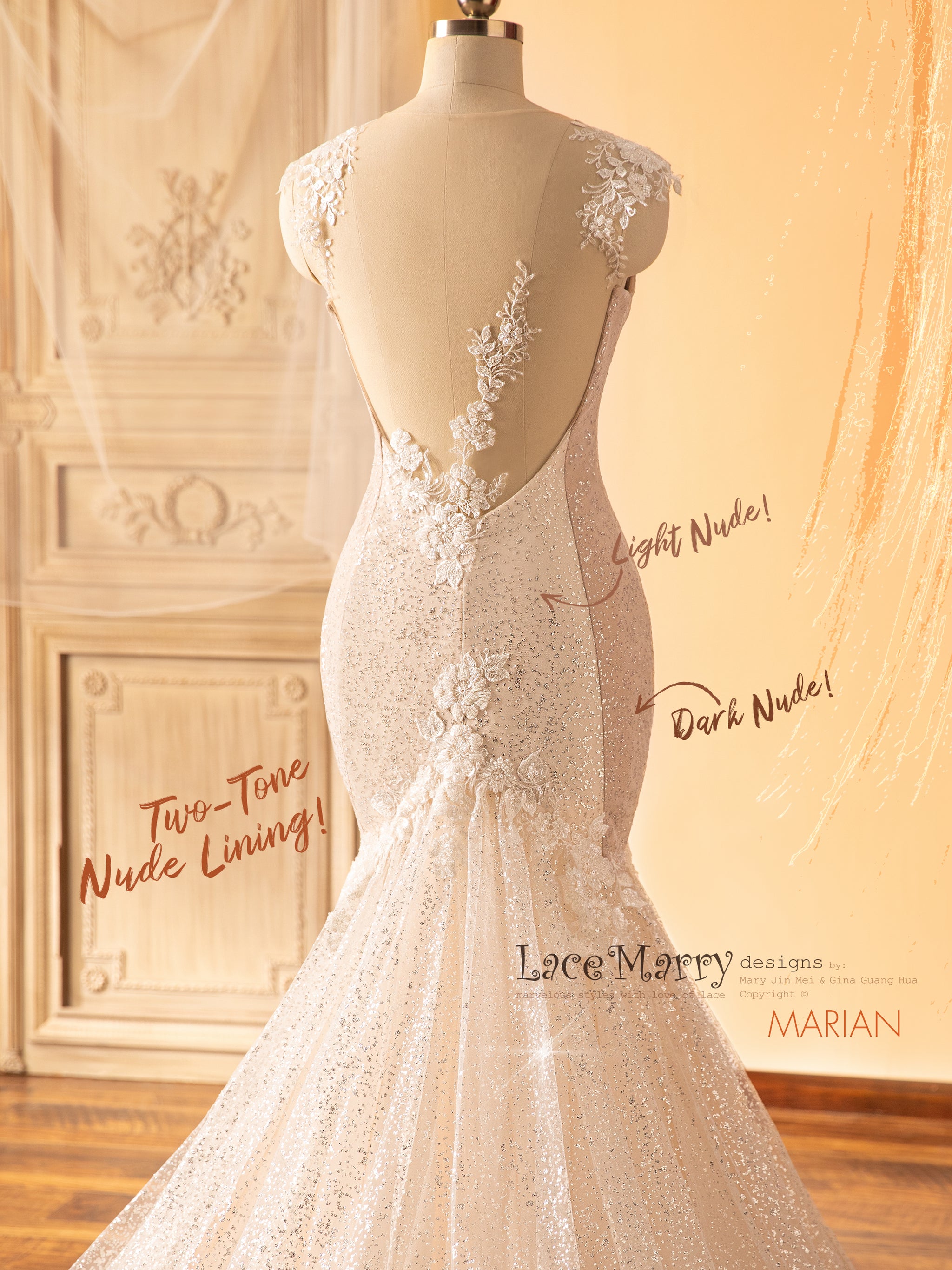 Sparkly White Glitter Plunging V-neck Long Wedding Gown - VQ