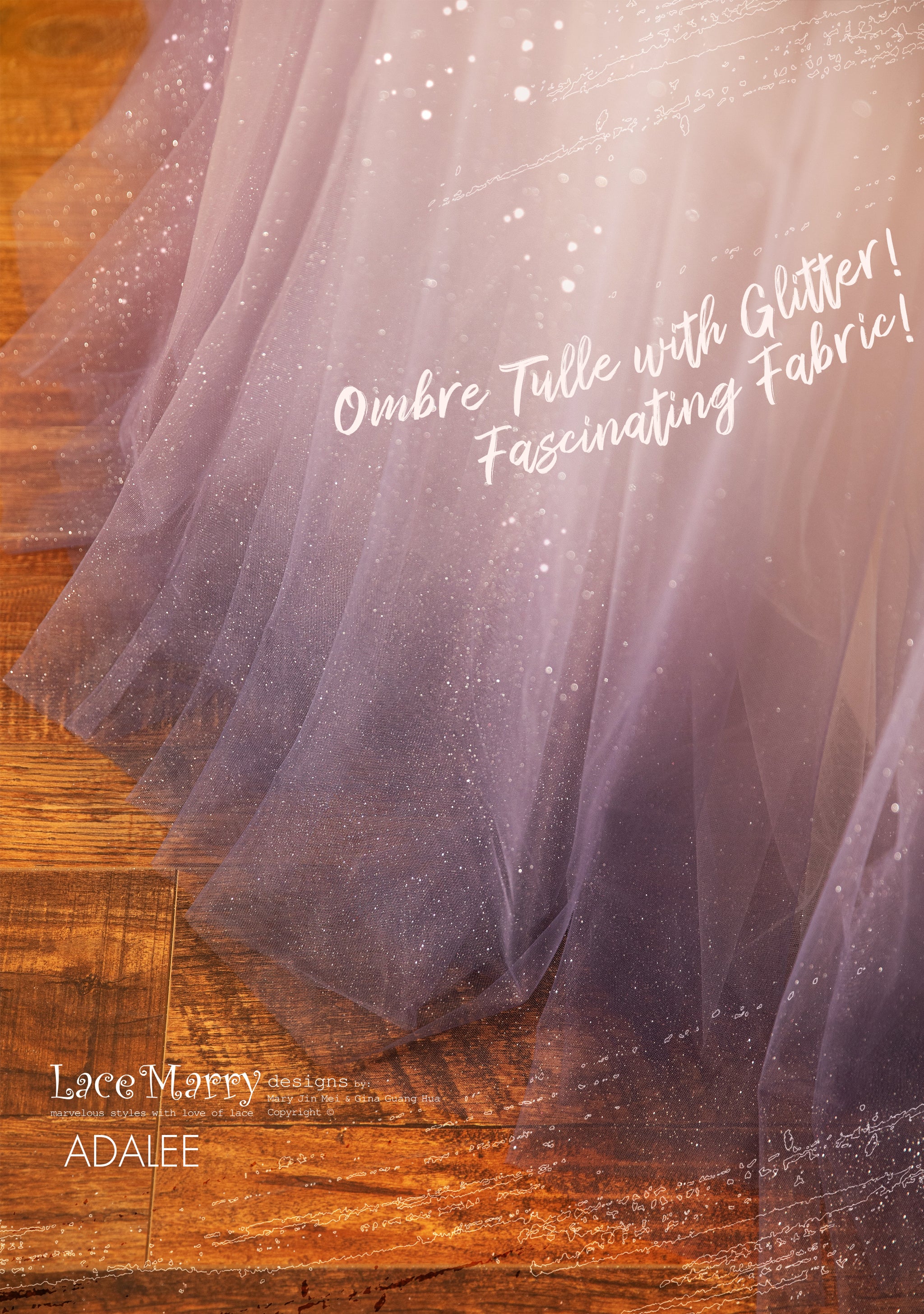 ADALEE / Ombre Glitter Wedding Dress with Purple and Nude Tone - LaceMarry ADALEE / Ombre Glitter Wedding Dress with Purple and Nude Tone - LaceMarry