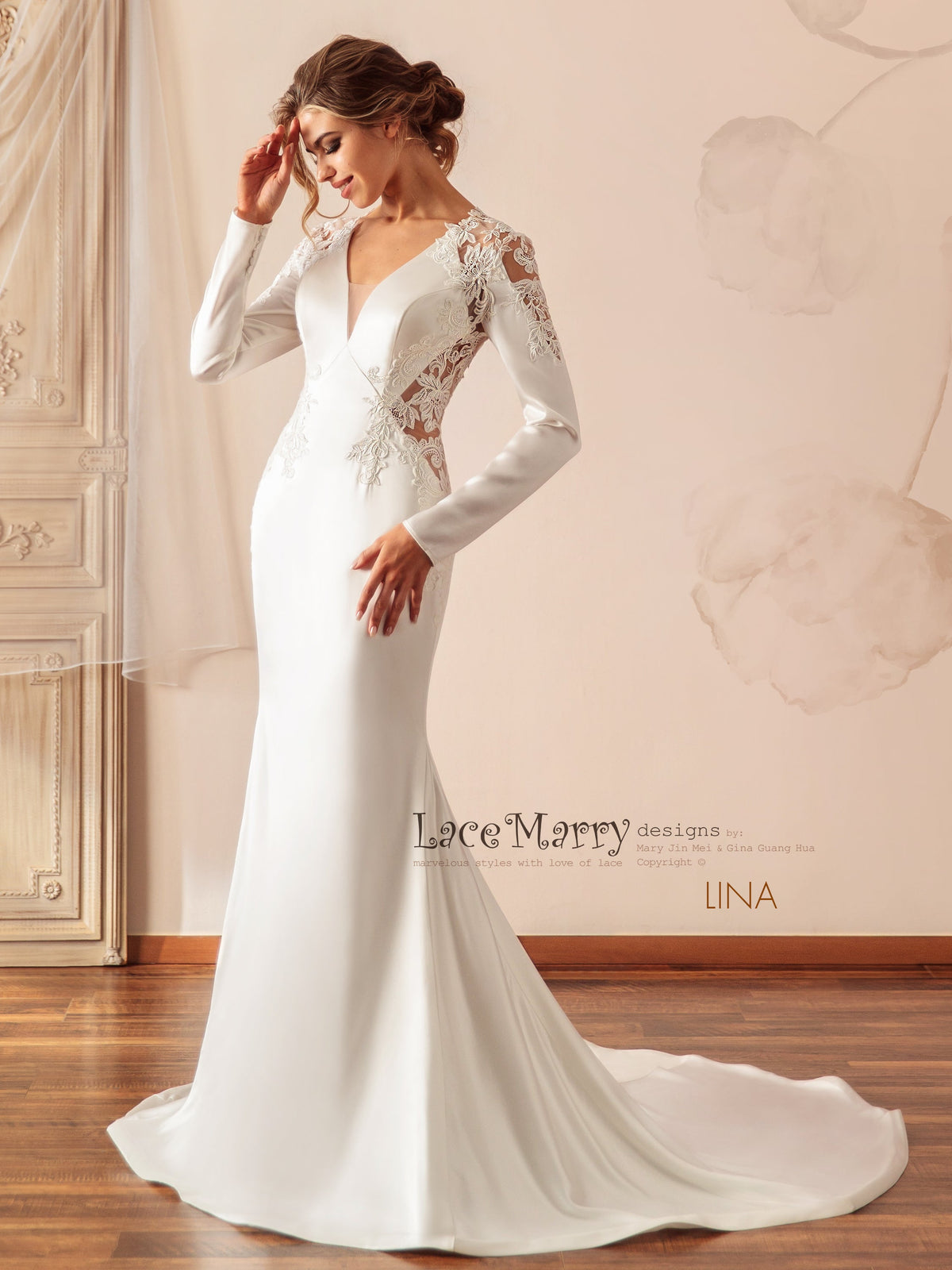 LINA TRAIN / Detachable Tulle Train with Lace Decoration