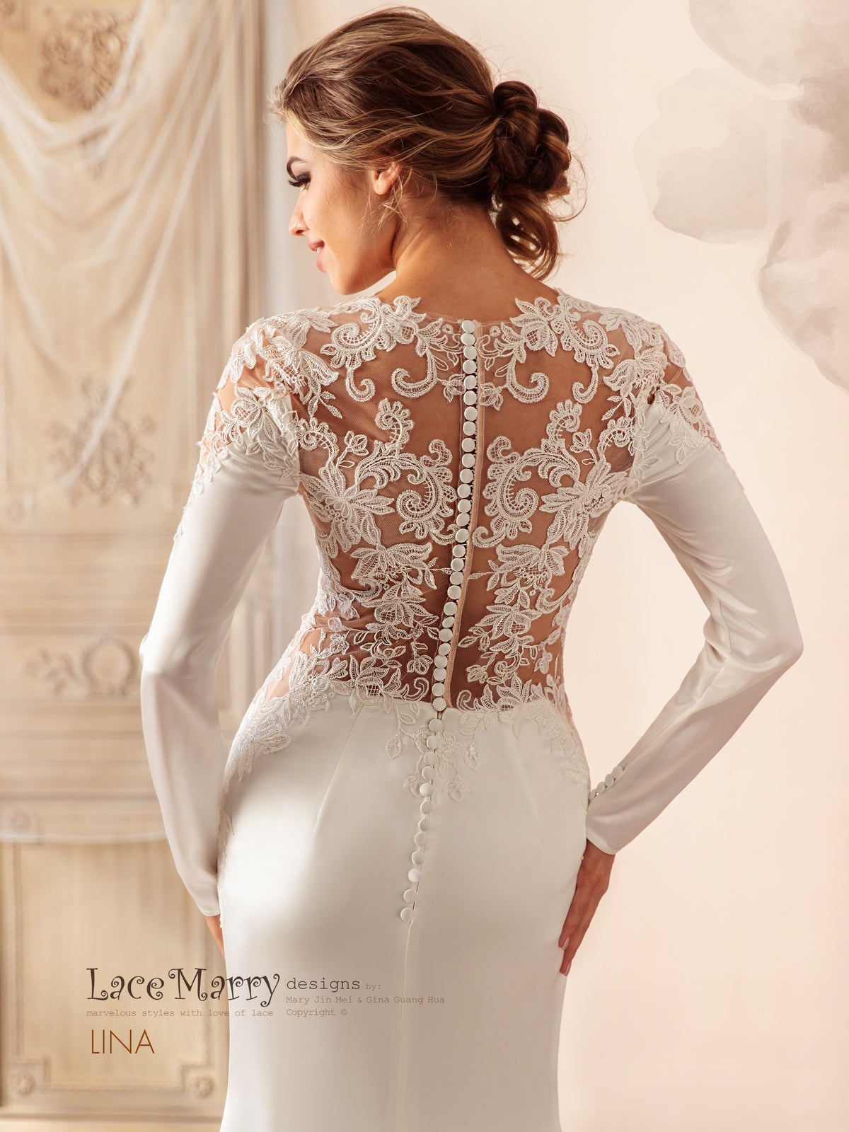 LINA / Plain Wedding Dress with Feminine Cut-out Bodice
