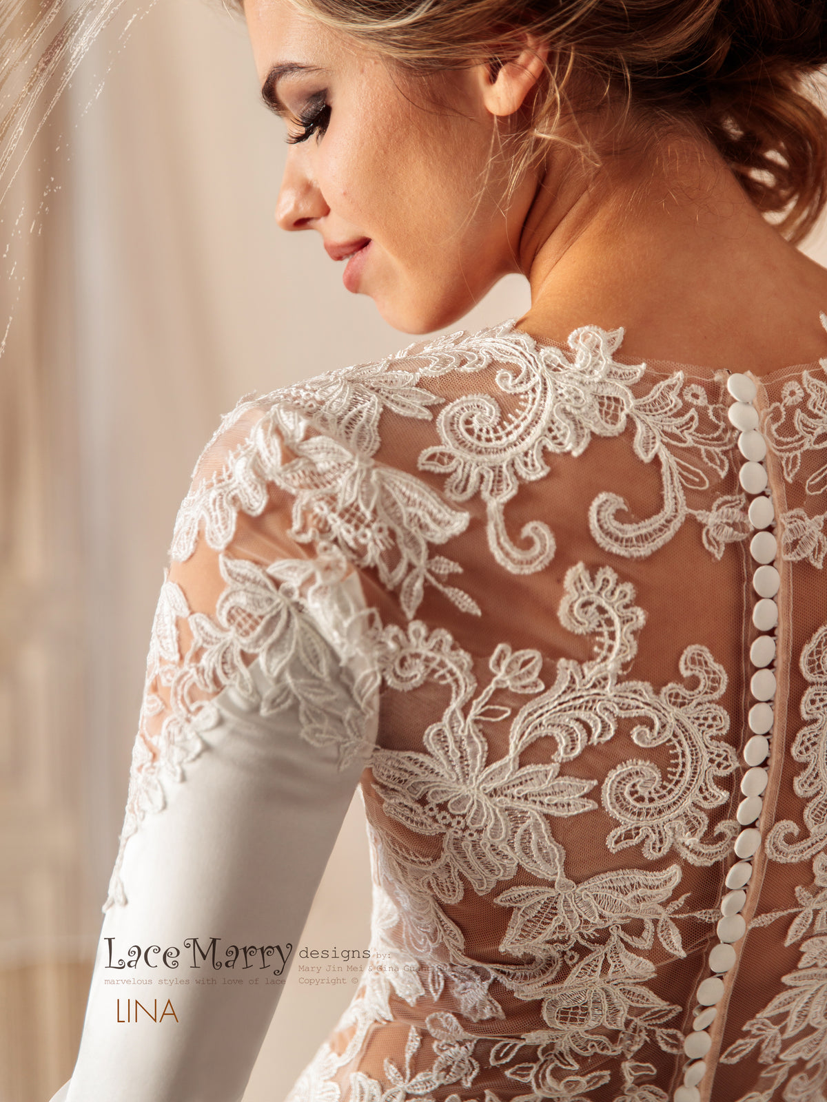 LINA / Plain Wedding Dress with Feminine Cut-out Bodice