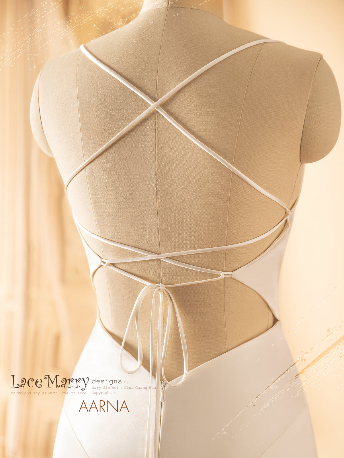 AARNA / Sexy Open Back Wedding Dress with Straight Cut Neckline