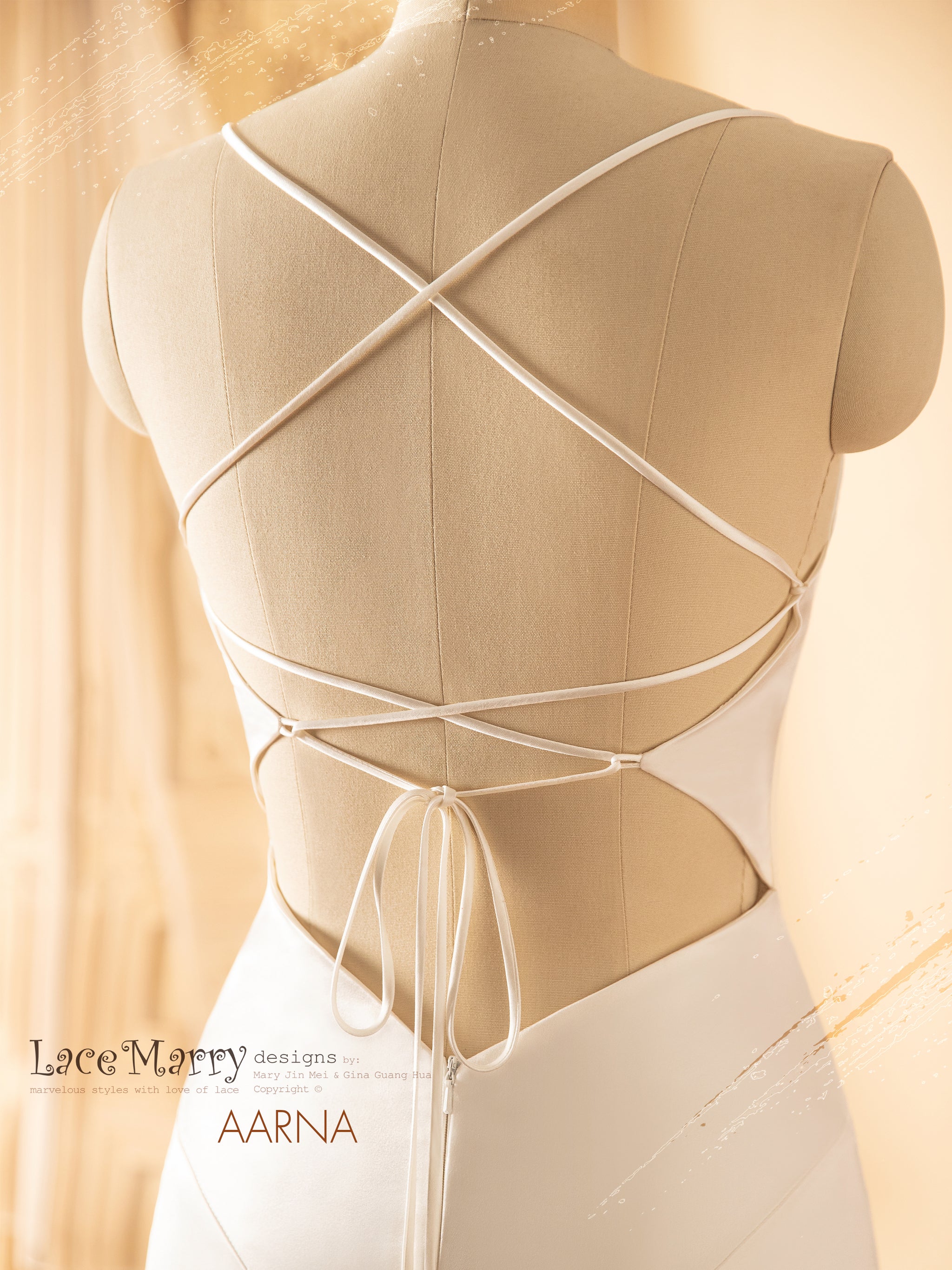 AARNA / Sexy Open Back Wedding Dress with Straight Cut Neckline - LaceMarry AARNA / Sexy Open Back Wedding Dress with Straight Cut Neckline - LaceMarry