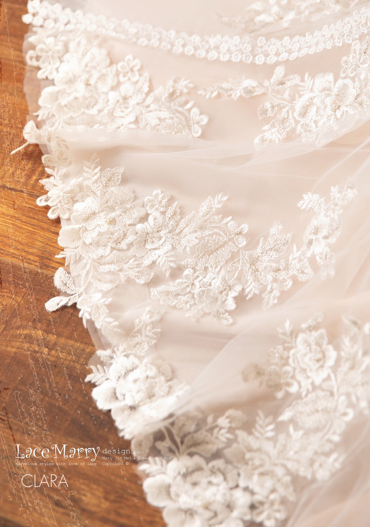 CLARA / Fitted Blush Wedding Dress with Removable Sleeves