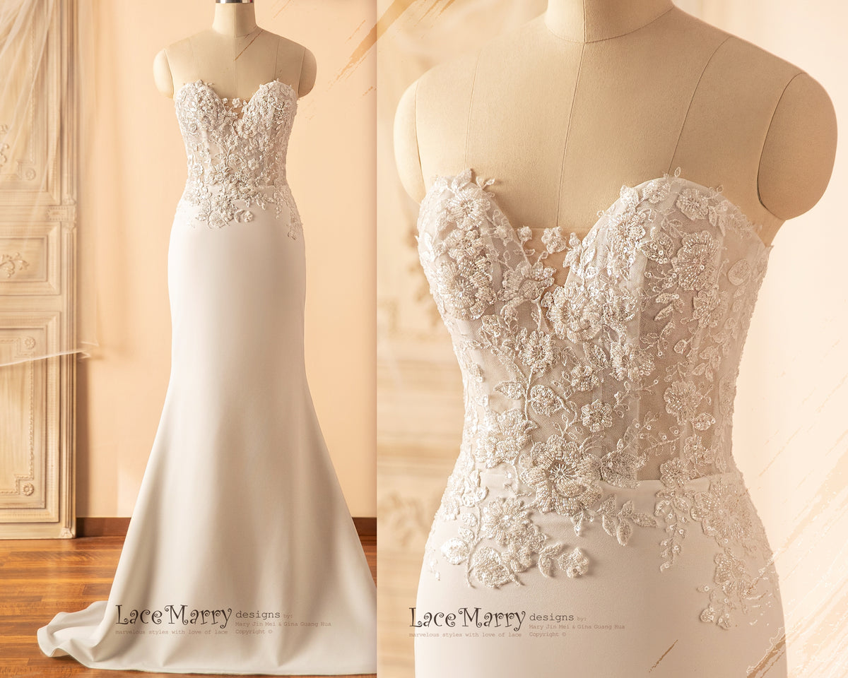 REMI / Fit and Flare Wedding Dress with Beaded Floral Bodice