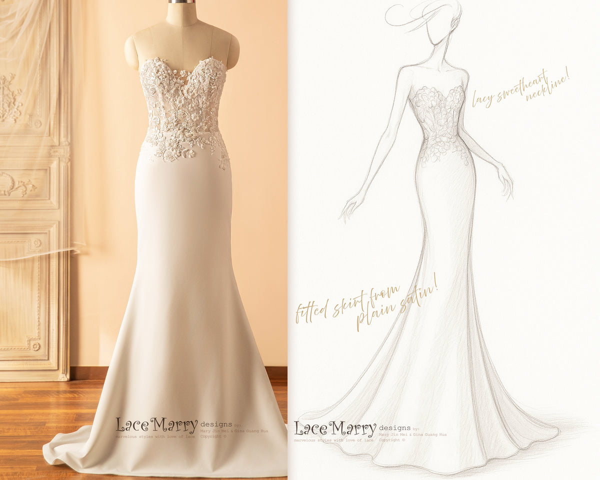 REMI / Fit and Flare Wedding Dress with Beaded Floral Bodice
