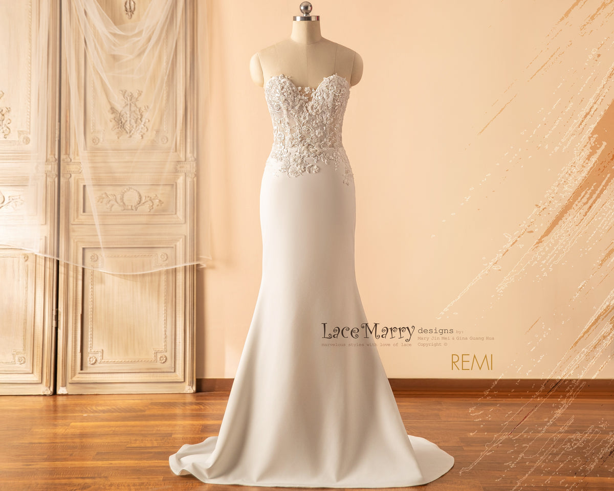 REMI / Fit and Flare Wedding Dress with Beaded Floral Bodice