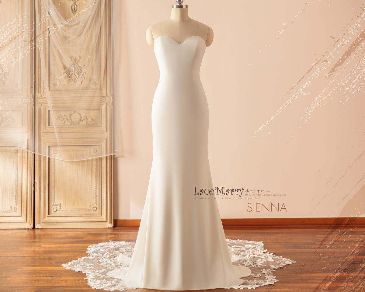 SIENNA / Minimalist Wedding Dress with Surprising Lace Back