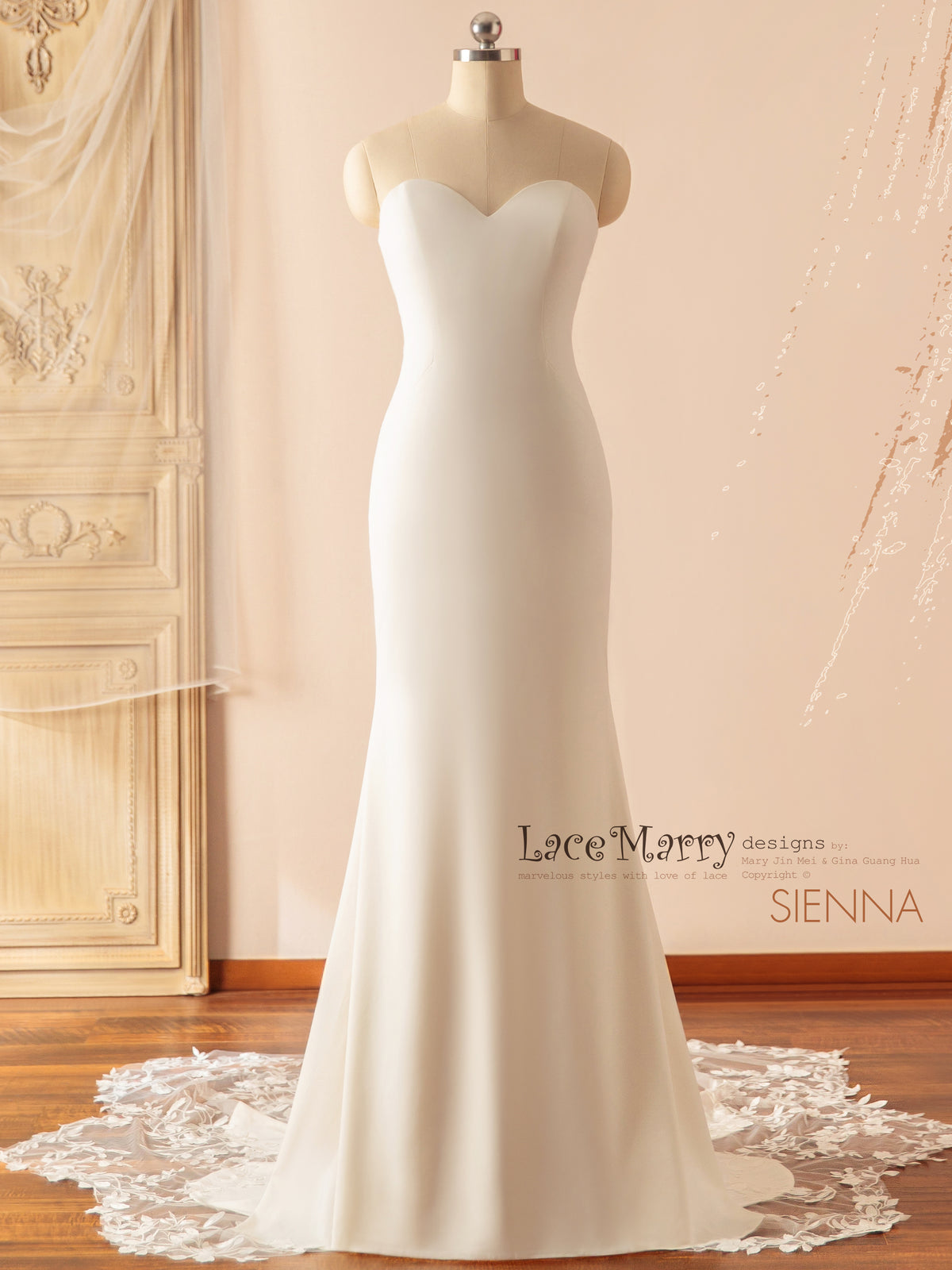 SIENNA / Minimalist Wedding Dress with Surprising Lace Back