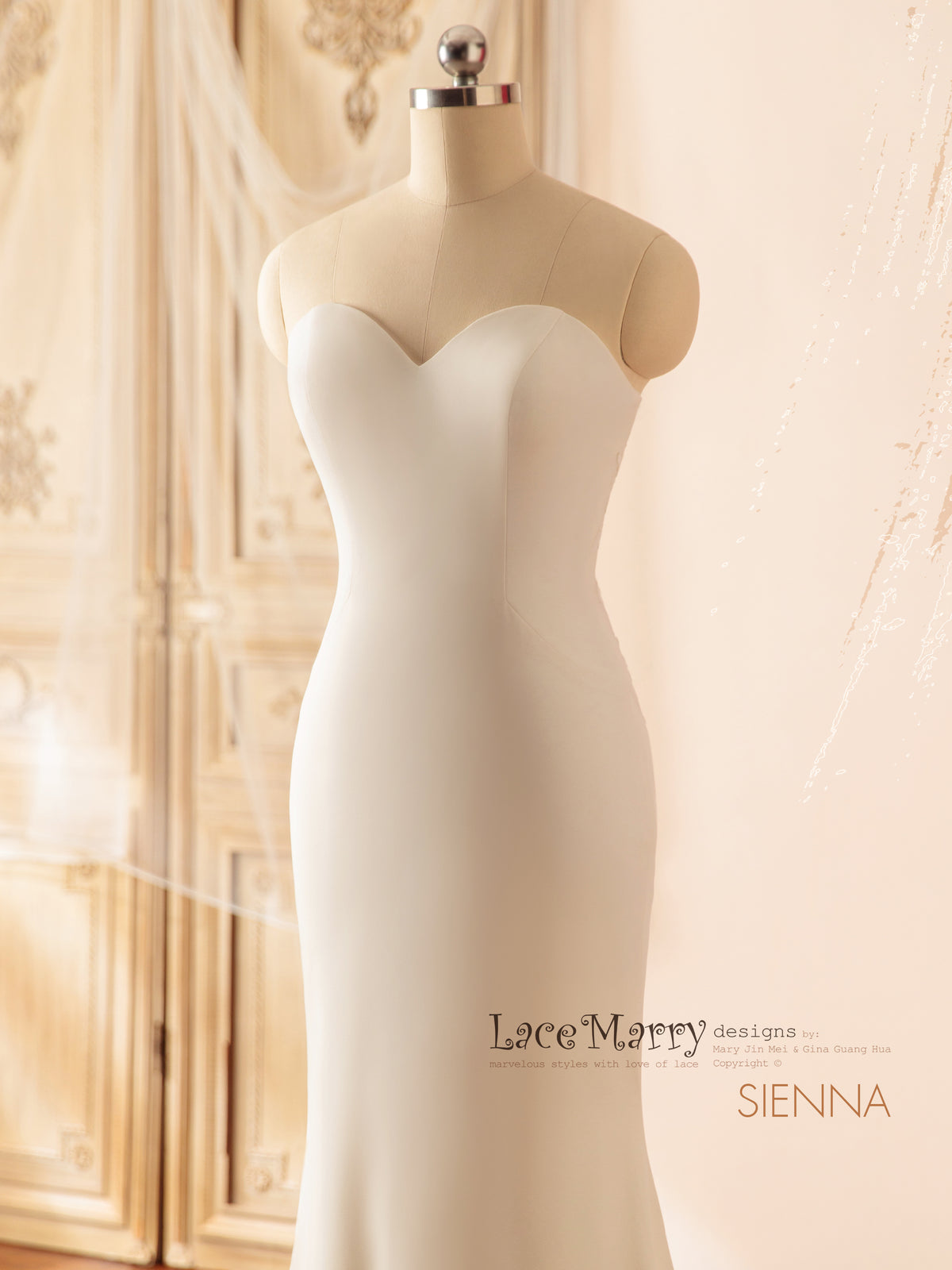 SIENNA / Minimalist Wedding Dress with Surprising Lace Back