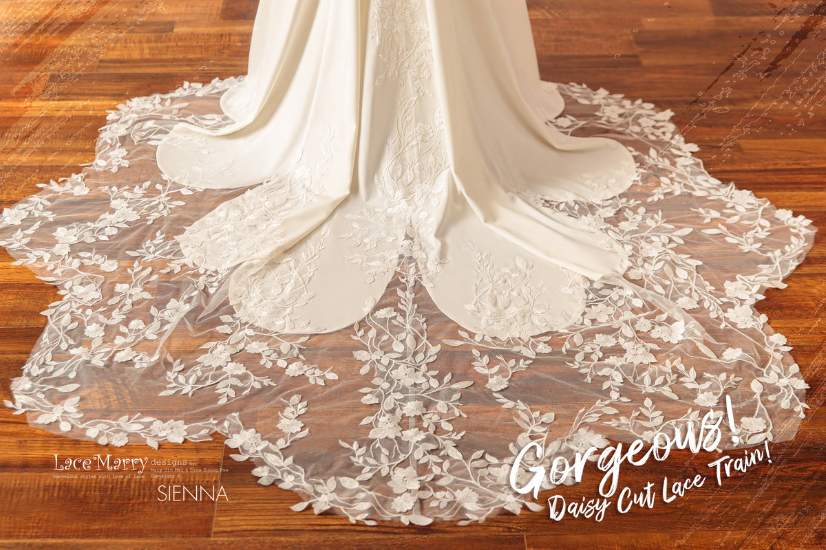 SIENNA / Minimalist Wedding Dress with Surprising Lace Back
