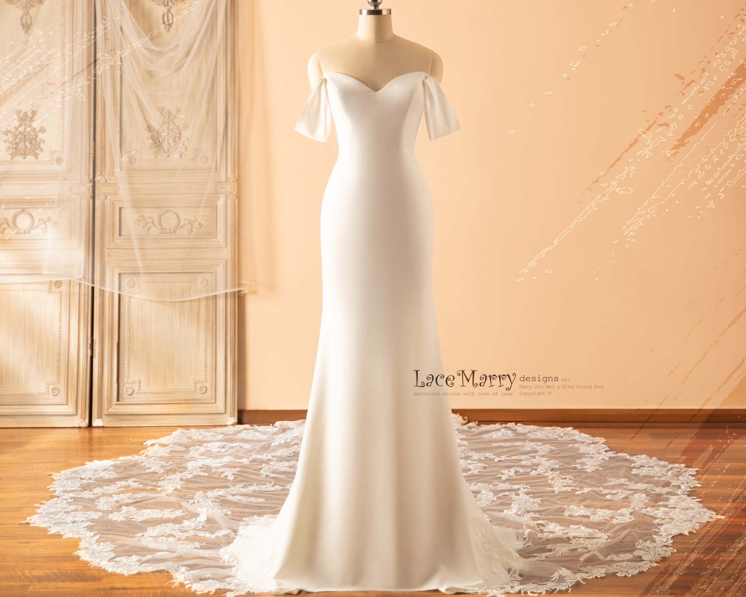 V Neck See Through A-line Cheap Wedding Dresses Online, WD355