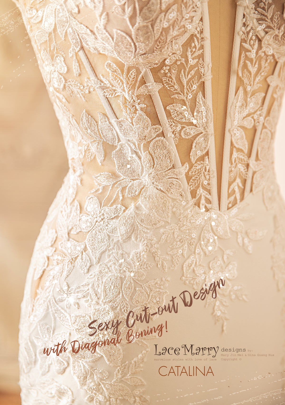 CATALINA / Breathtaking Wedding Dress with Plunge Neckline