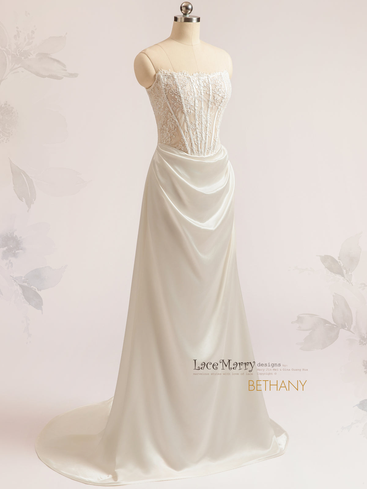 BETHANY Boned Bodice Wedding Dress with Basque Waistline LaceMarry