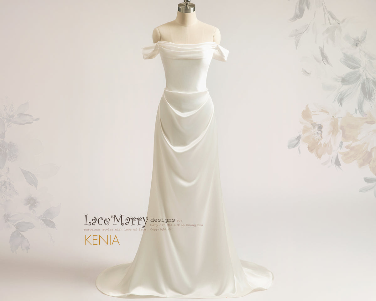 KENIA / Liquid Satin Off-the-Shoulder Wedding Gown