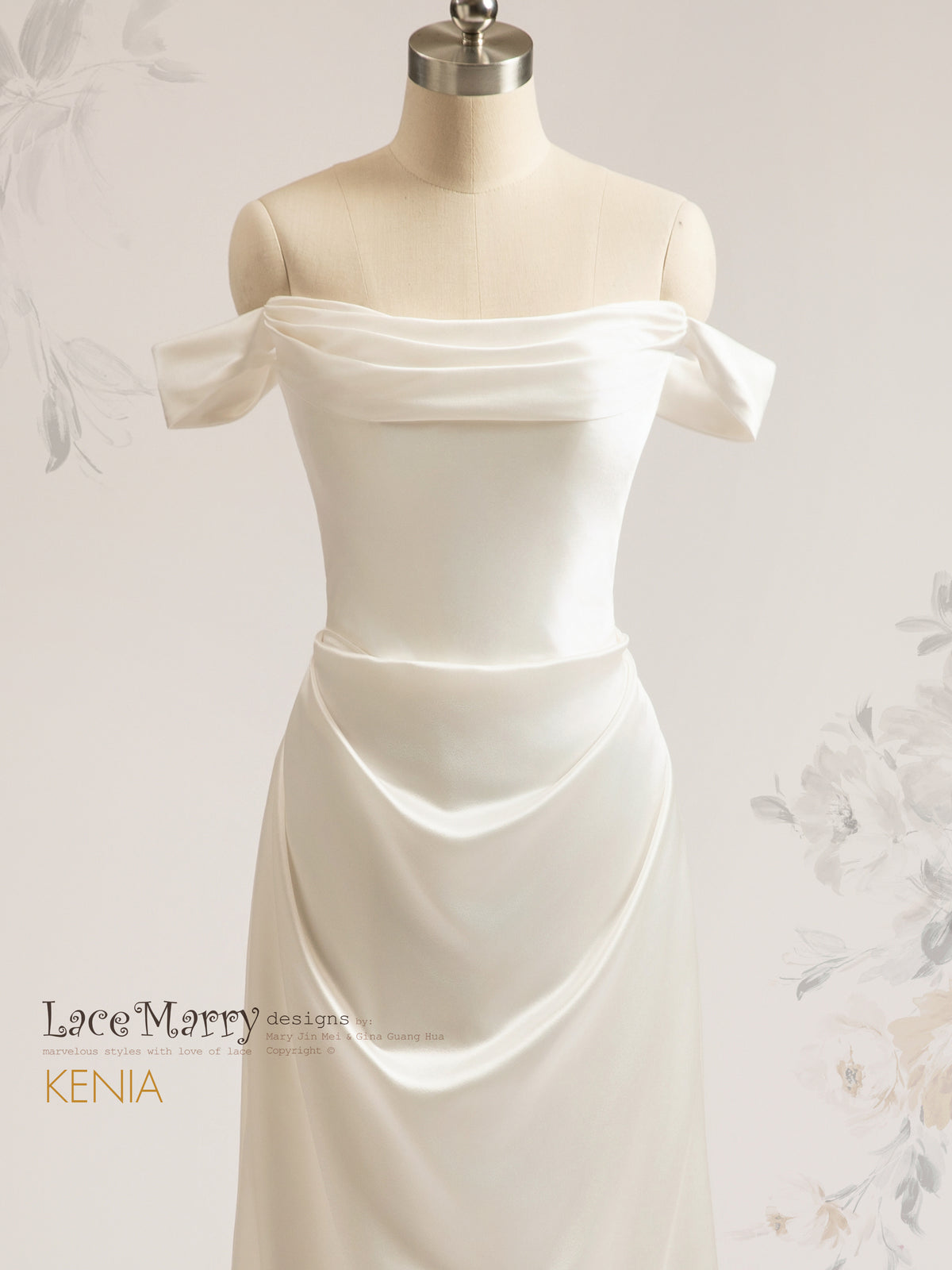 KENIA / Liquid Satin Off-the-Shoulder Wedding Gown