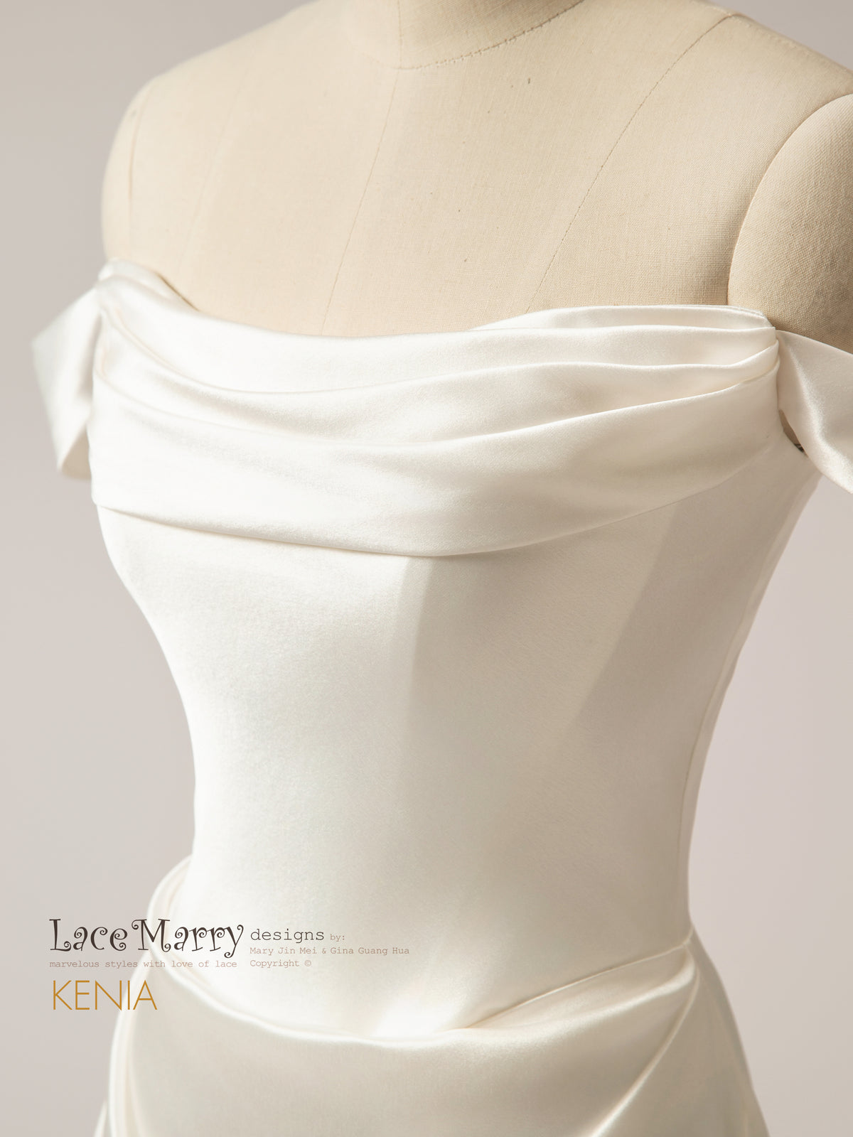 KENIA / Liquid Satin Off-the-Shoulder Wedding Gown