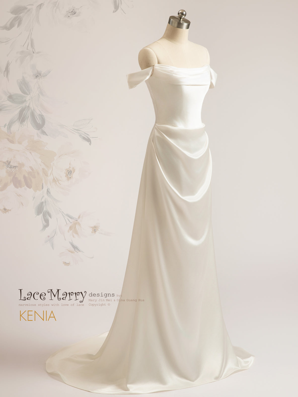 KENIA / Liquid Satin Off-the-Shoulder Wedding Gown