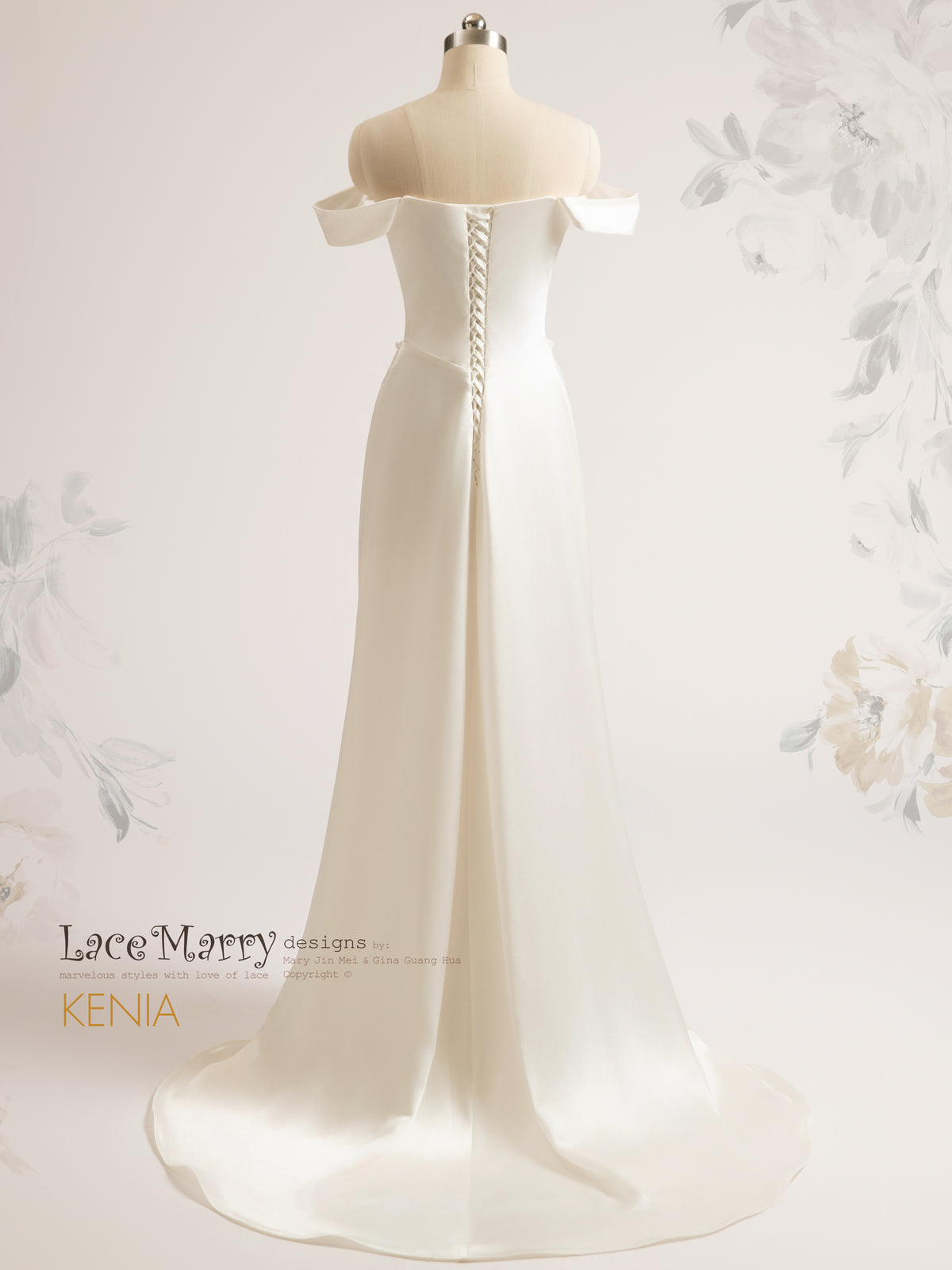 KENIA / Liquid Satin Off-the-Shoulder Wedding Gown