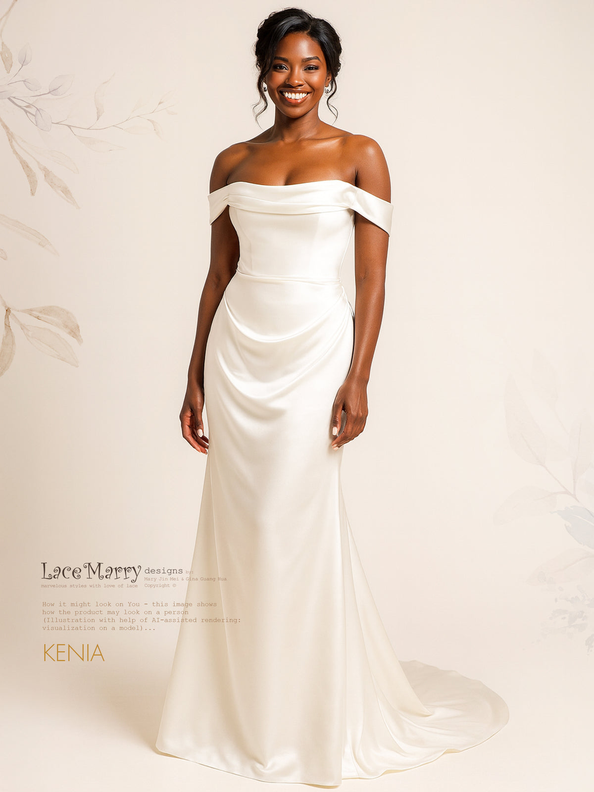 KENIA / Liquid Satin Off-the-Shoulder Wedding Gown
