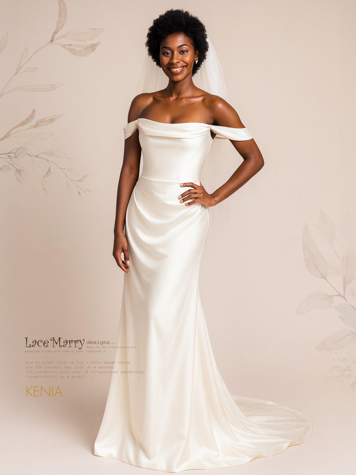 KENIA / Liquid Satin Off-the-Shoulder Wedding Gown