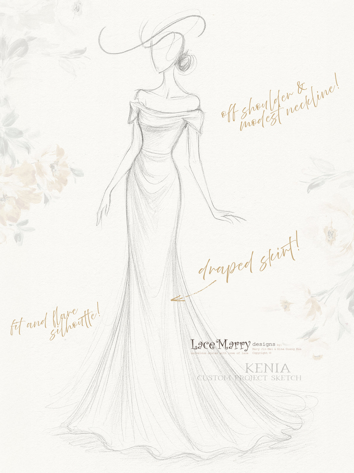 KENIA / Liquid Satin Off-the-Shoulder Wedding Gown