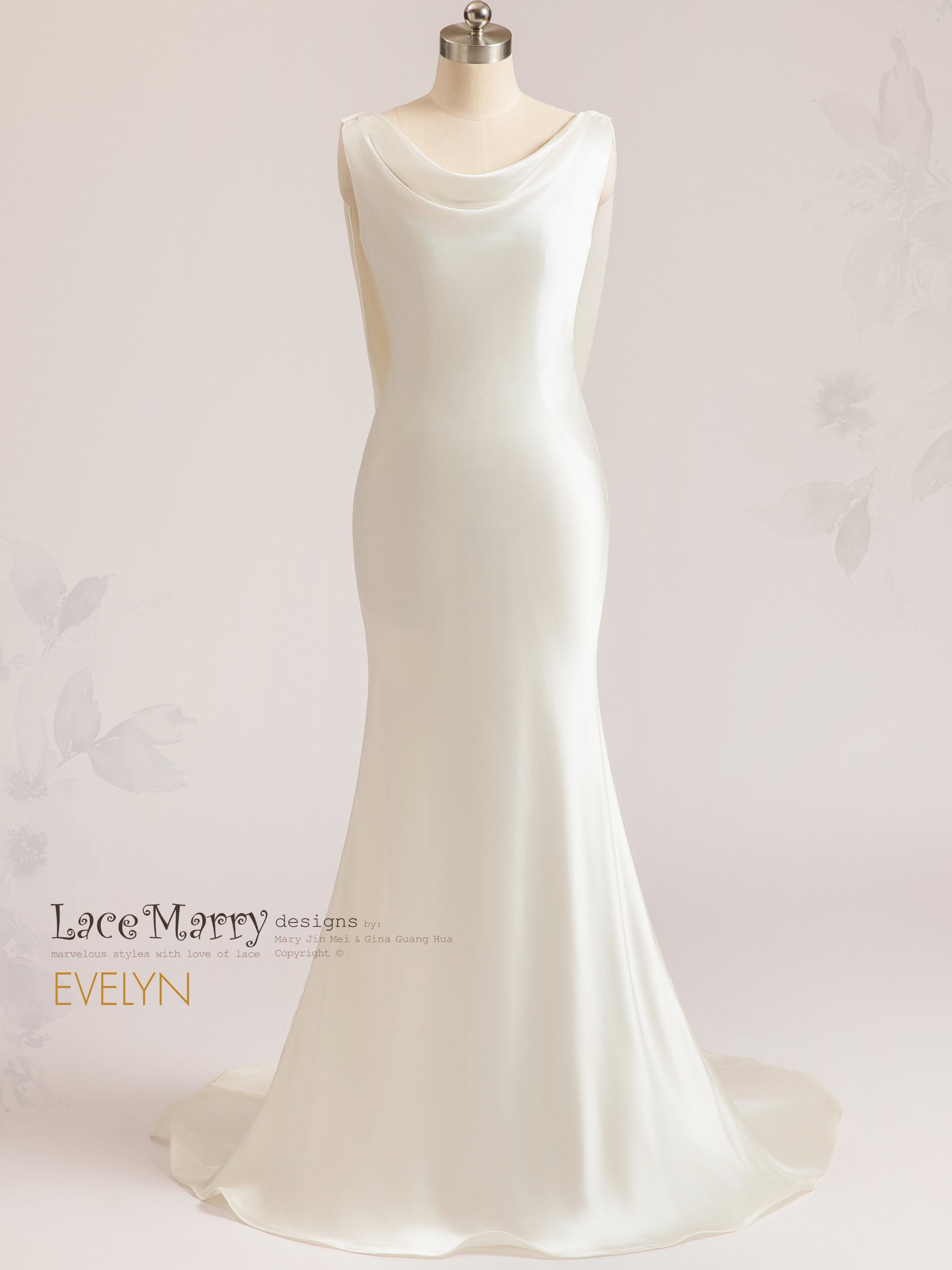 EVELYN / Boat Neck Wedding Dress with Elegant Illusion Back - LaceMarry EVELYN / Boat Neck Wedding Dress with Elegant Illusion Back - LaceMarry