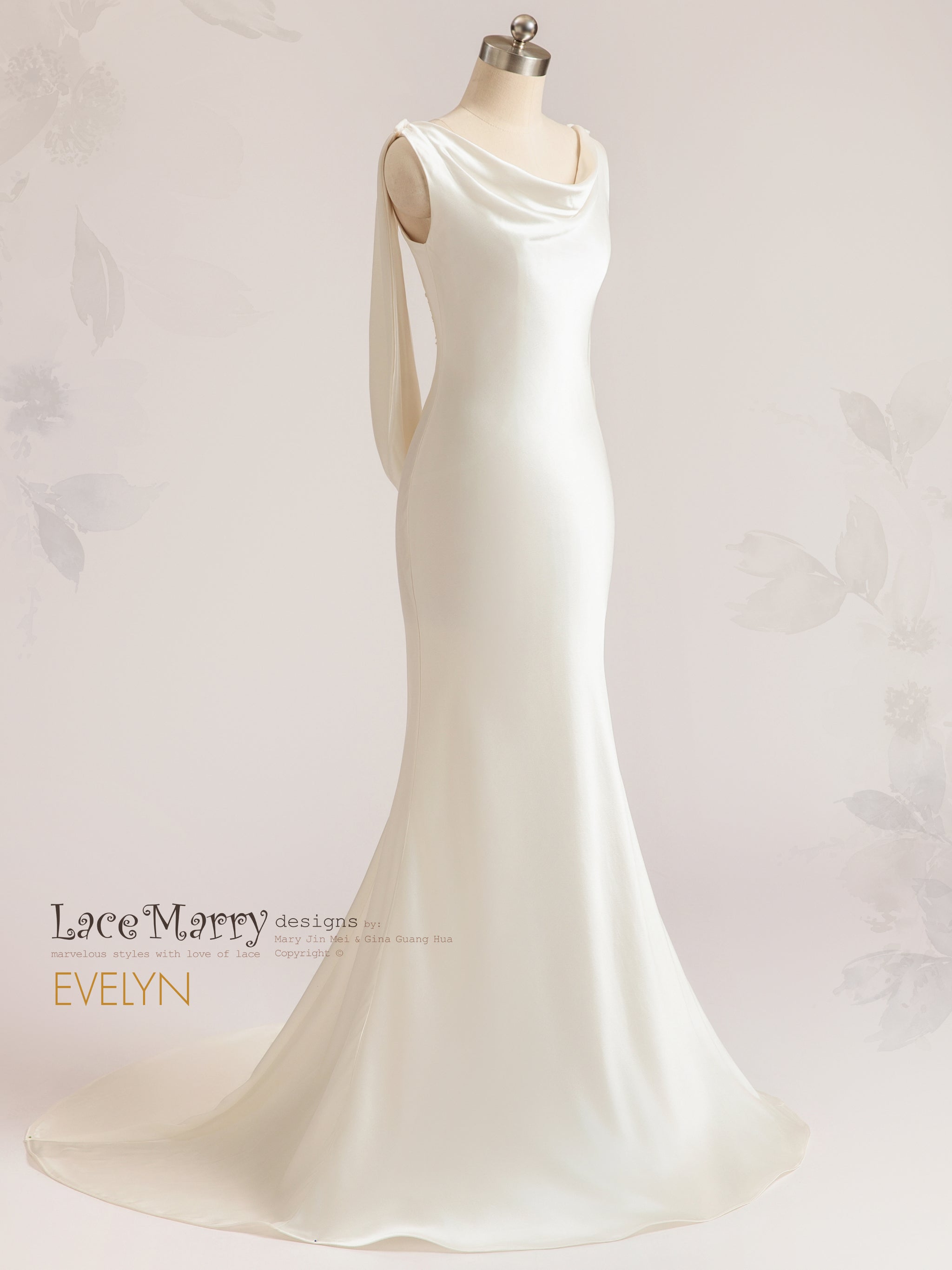EVELYN / Minimalist Wedding Dress with Illusion Back - LaceMarry EVELYN / Minimalist Wedding Dress with Illusion Back - LaceMarry