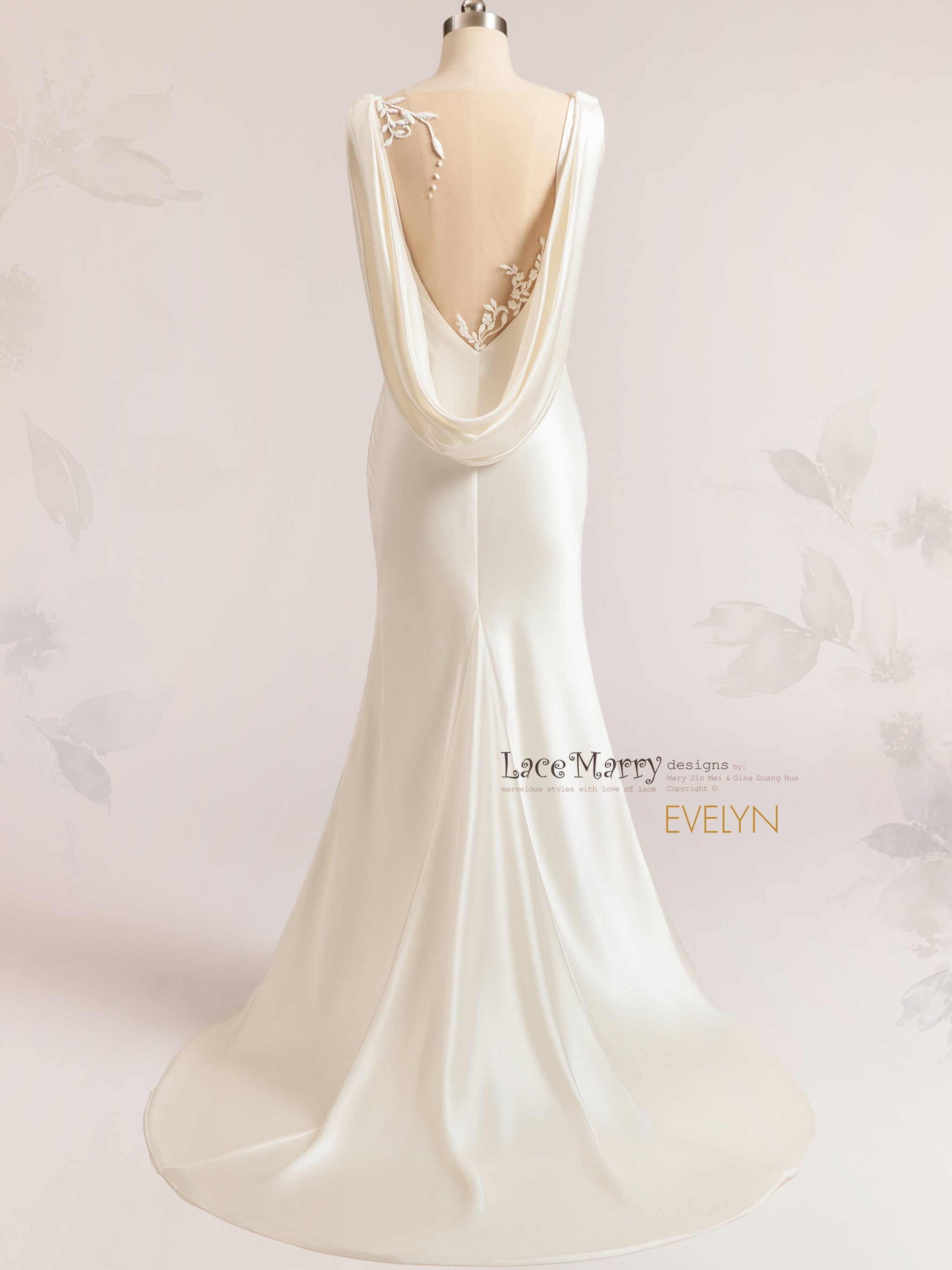 EVELYN / Boat Neck Wedding Dress with Elegant Illusion Back - LaceMarry EVELYN / Boat Neck Wedding Dress with Elegant Illusion Back - LaceMarry