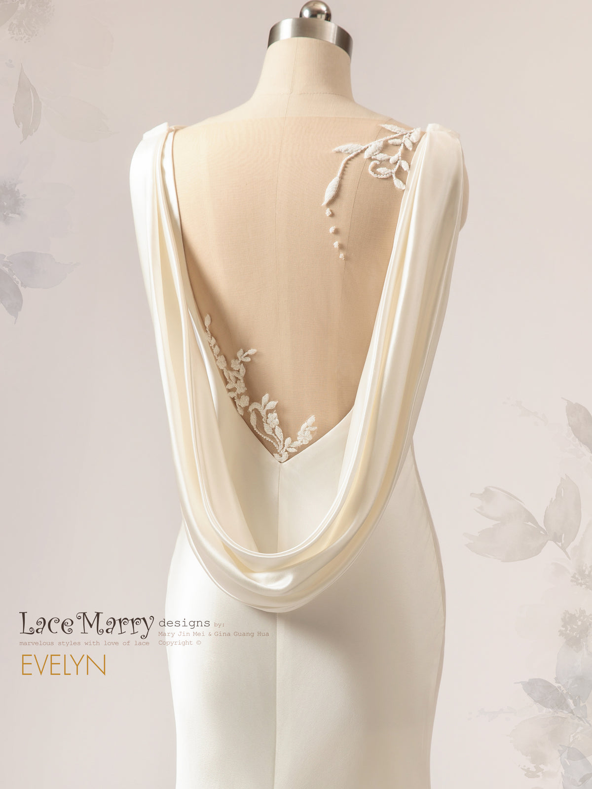 EVELYN / Boat Neck Wedding Dress with Elegant Illusion Back - LaceMarry EVELYN / Boat Neck Wedding Dress with Elegant Illusion Back - LaceMarry