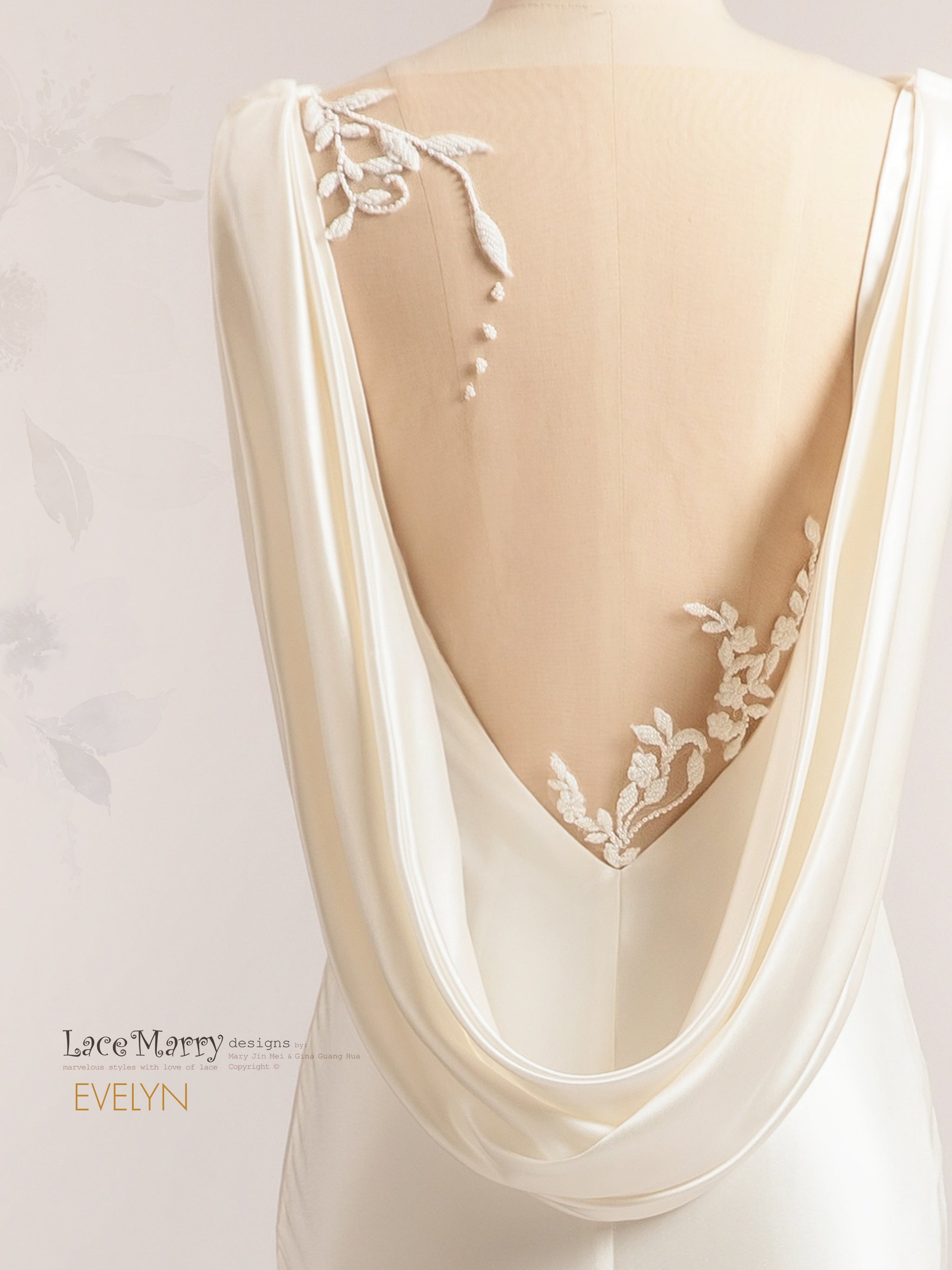 EVELYN / Boat Neck Wedding Dress with Elegant Illusion Back - LaceMarry EVELYN / Boat Neck Wedding Dress with Elegant Illusion Back - LaceMarry