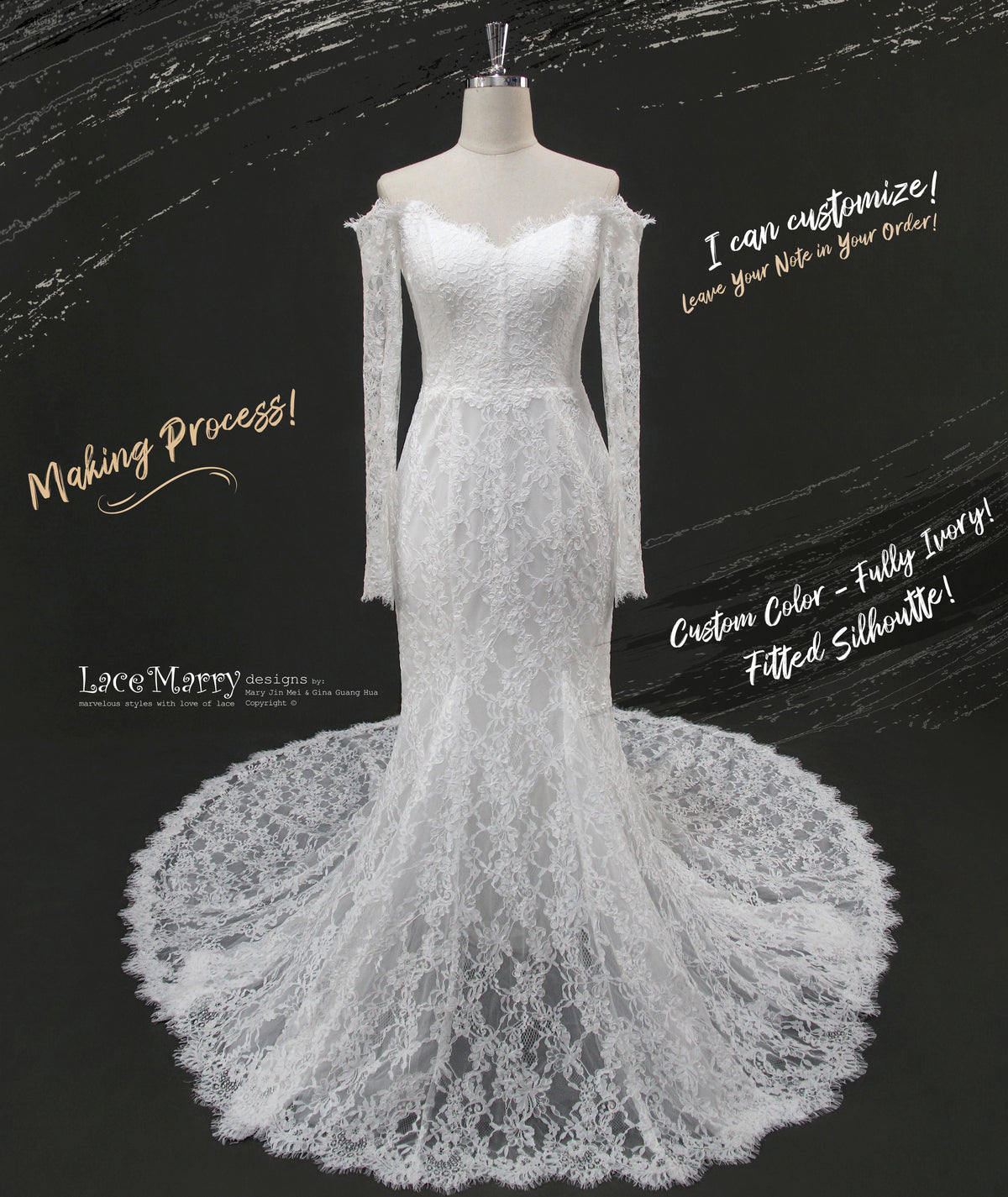 MILAGROS / Long Sleeves Lace Wedding Dress