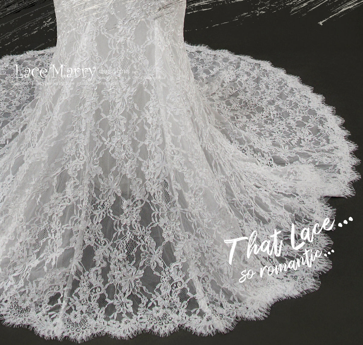 MILAGROS / Off Shoulder Lace Wedding Dress with Long Sleeves