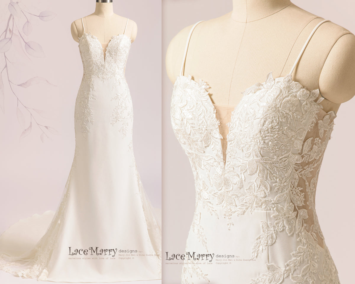RAFIKA / Breathtaking Wedding Dress with Deep Plunge Neck