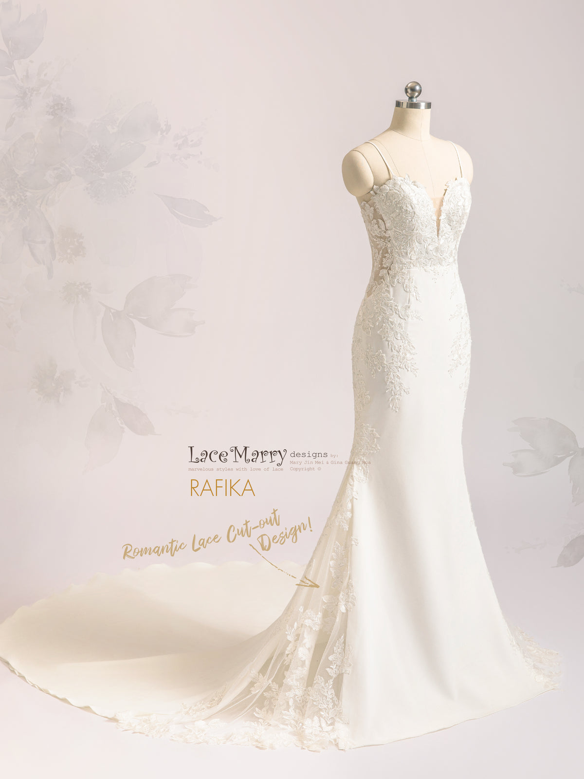 RAFIKA / Breathtaking Wedding Dress with Deep Plunge Neck
