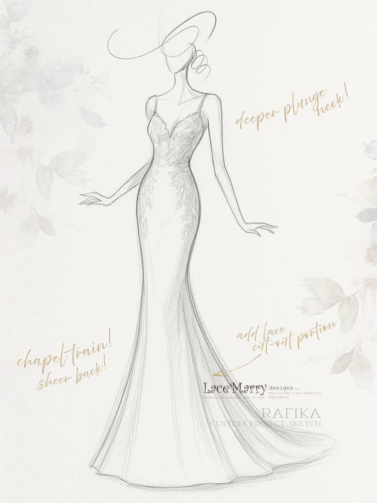 RAFIKA / Breathtaking Wedding Dress with Deep Plunge Neck