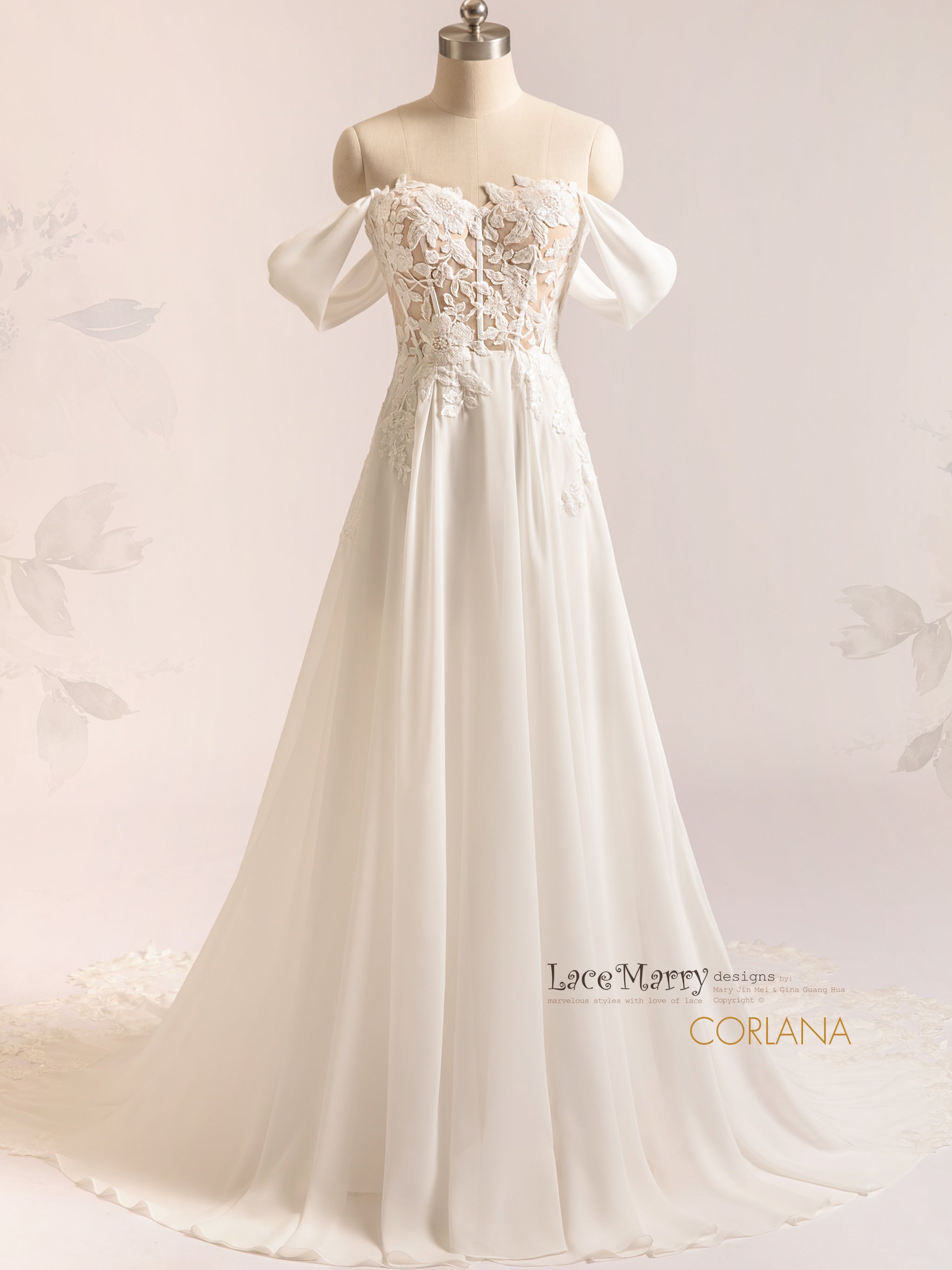 CORLANA / Sweetheart Wedding Dress with Chiffon Skirt - LaceMarry CORLANA / Sweetheart Wedding Dress with Chiffon Skirt - LaceMarry