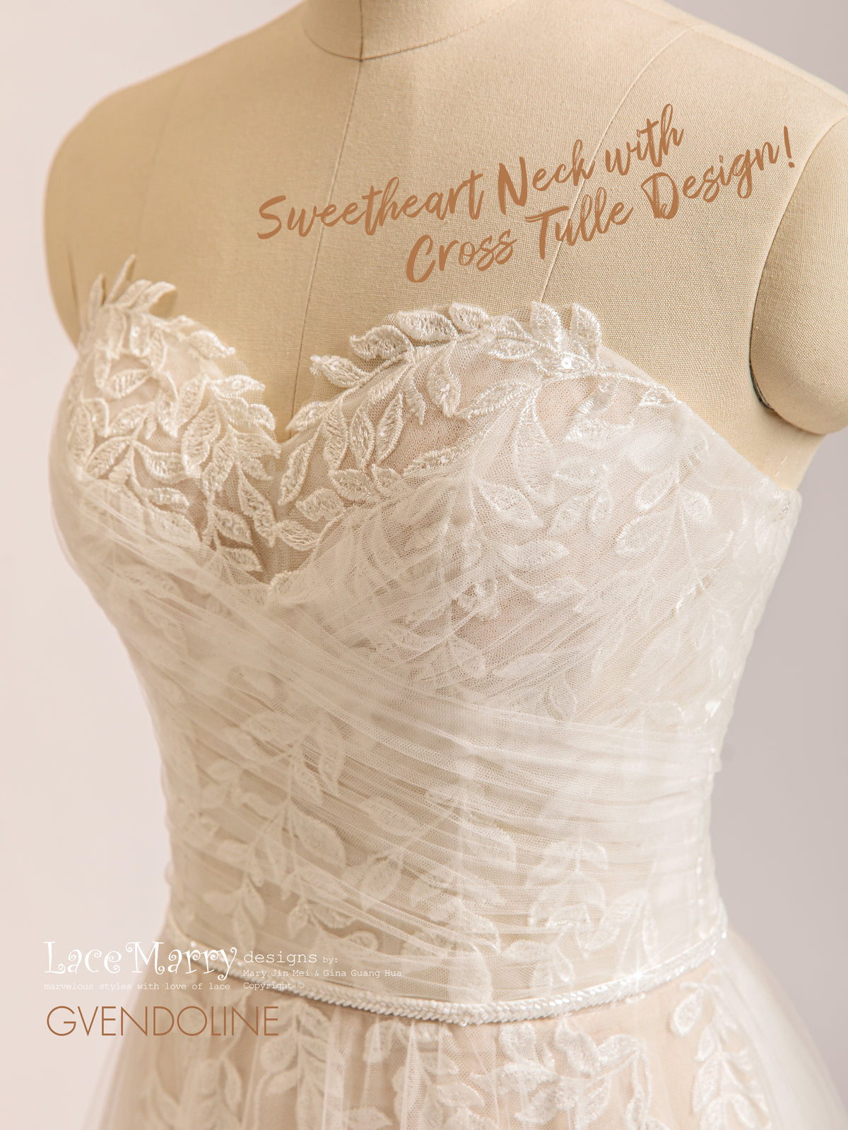 GVENDOLINE / Beach Wedding Dress with Short Skirt and Tulle Overlay - LaceMarry GVENDOLINE / Beach Wedding Dress with Short Skirt and Tulle Overlay - LaceMarry