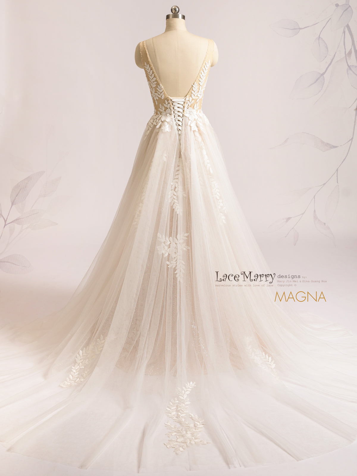 MAGNA / A Line Boho Wedding Dress with Glitter - LaceMarry MAGNA / A Line Boho Wedding Dress with Glitter - LaceMarry