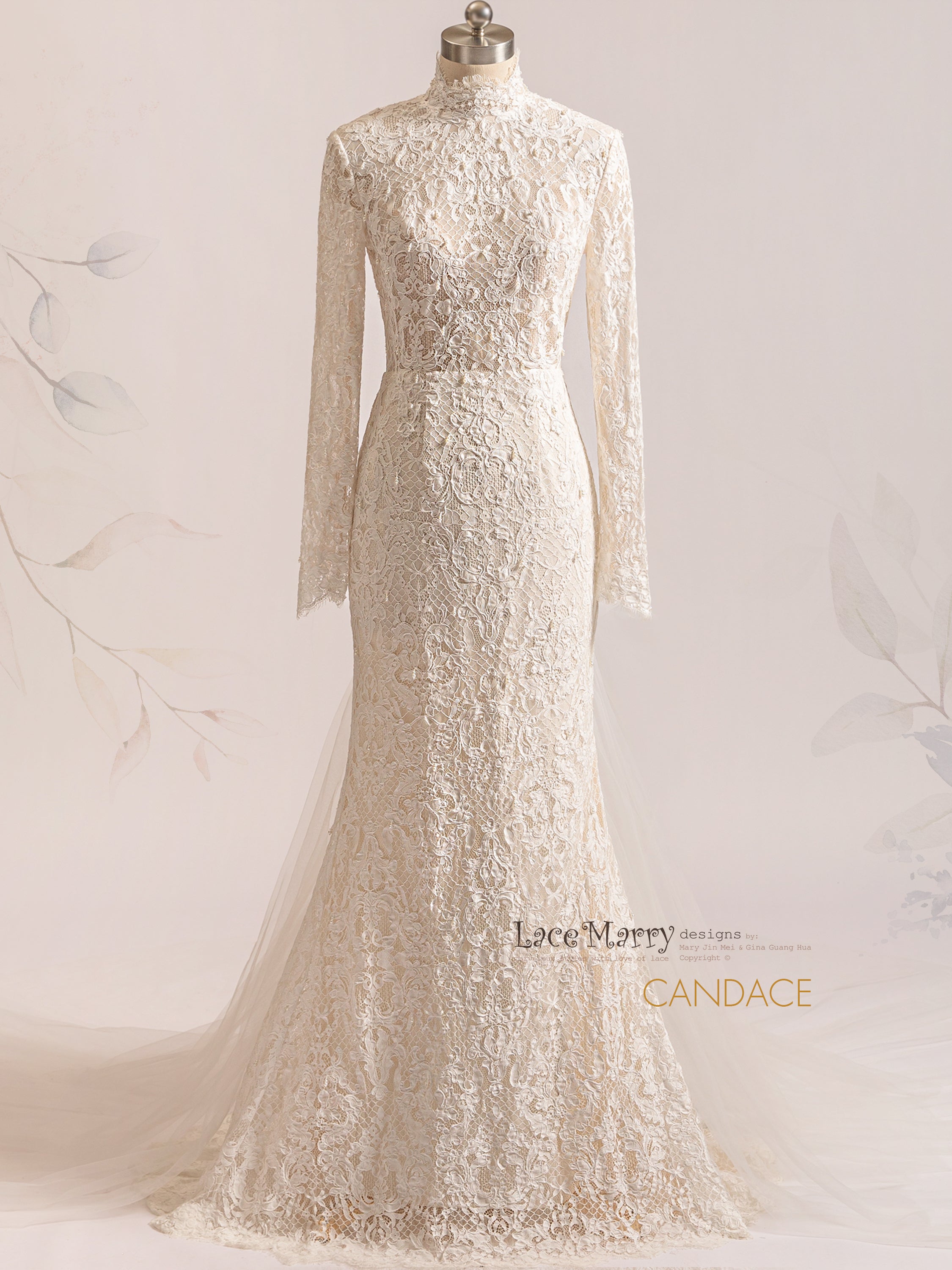 CANDACE / Turtleneck Full Lace Wedding Dress