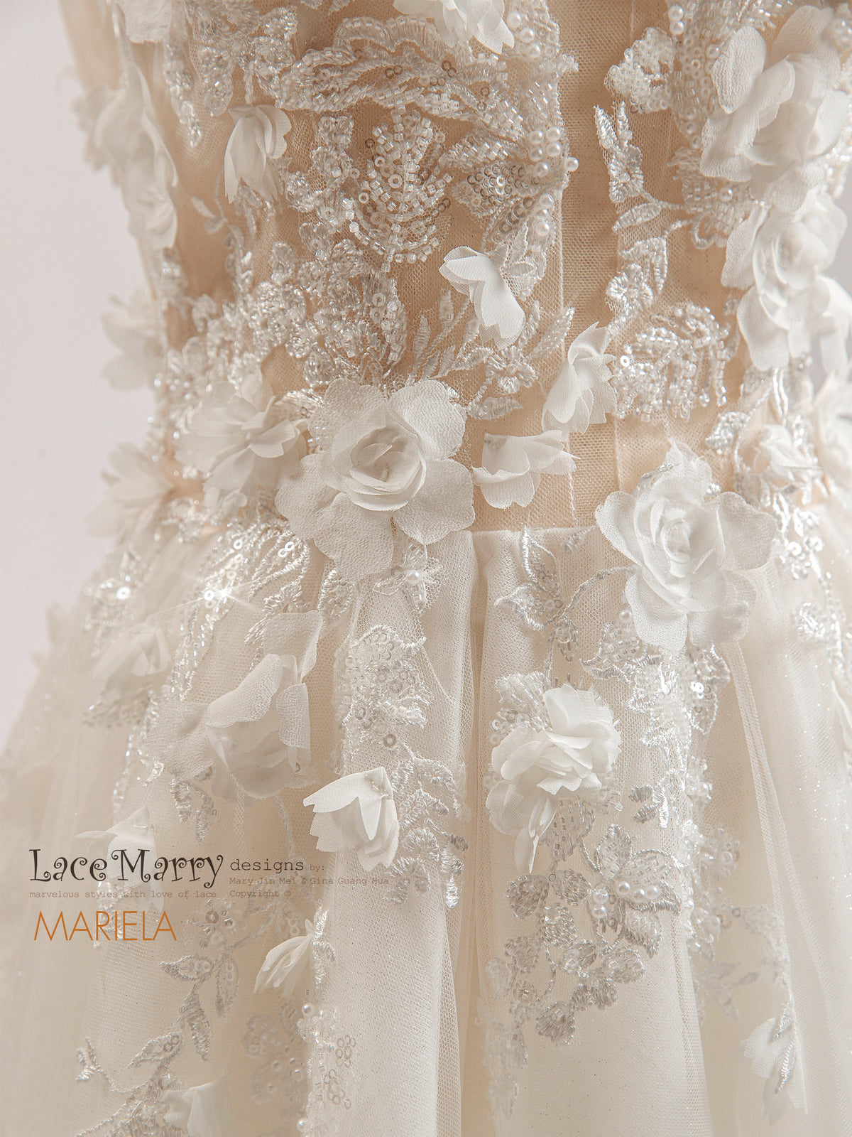 MARIELA / Sexy Neckline Wedding Dress with A Line Skirt