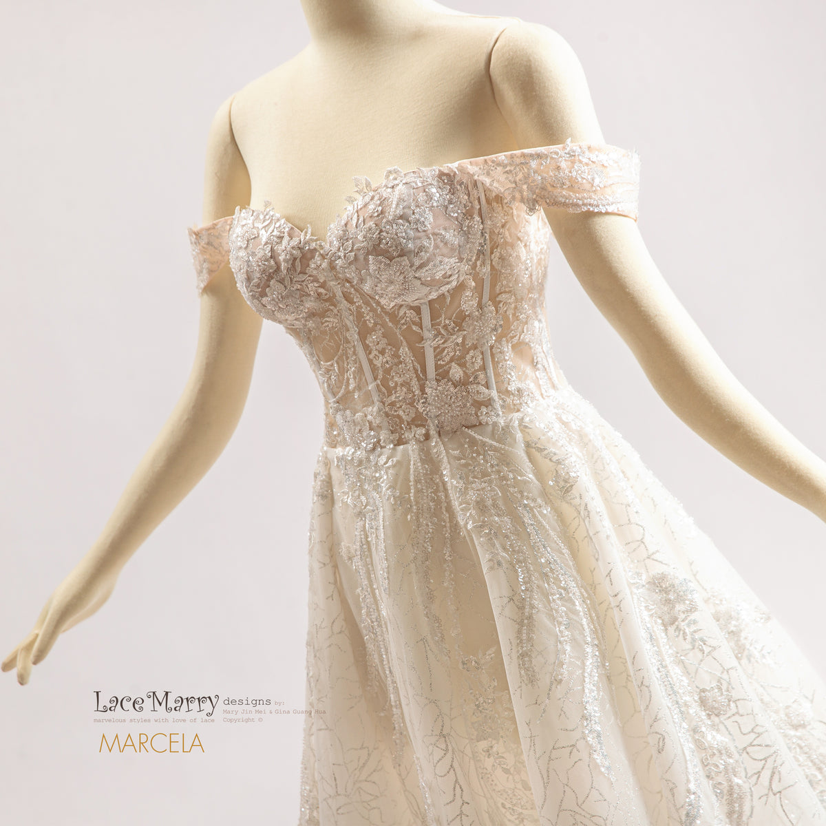 MARCELA / A Line Wedding Dress with Strapless Sweetheart Bodice