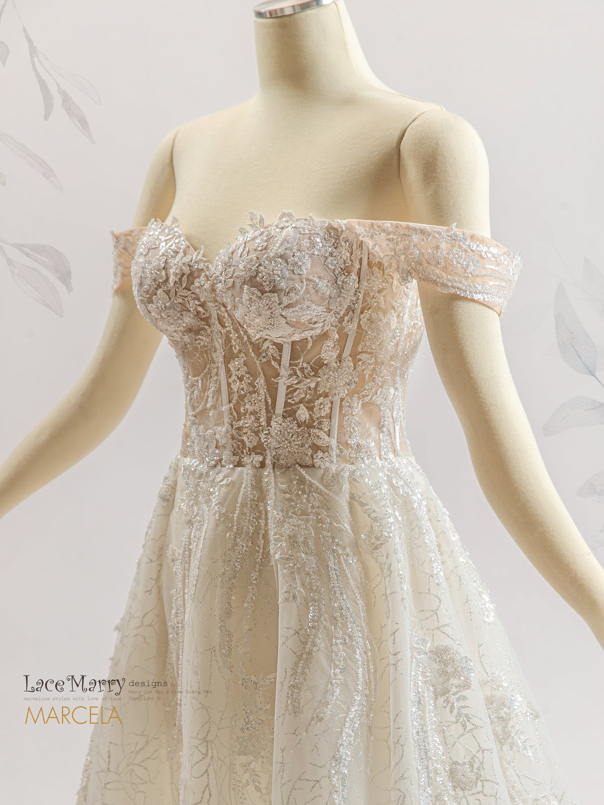 MARCELA / A Line Wedding Dress with Strapless Sweetheart Bodice