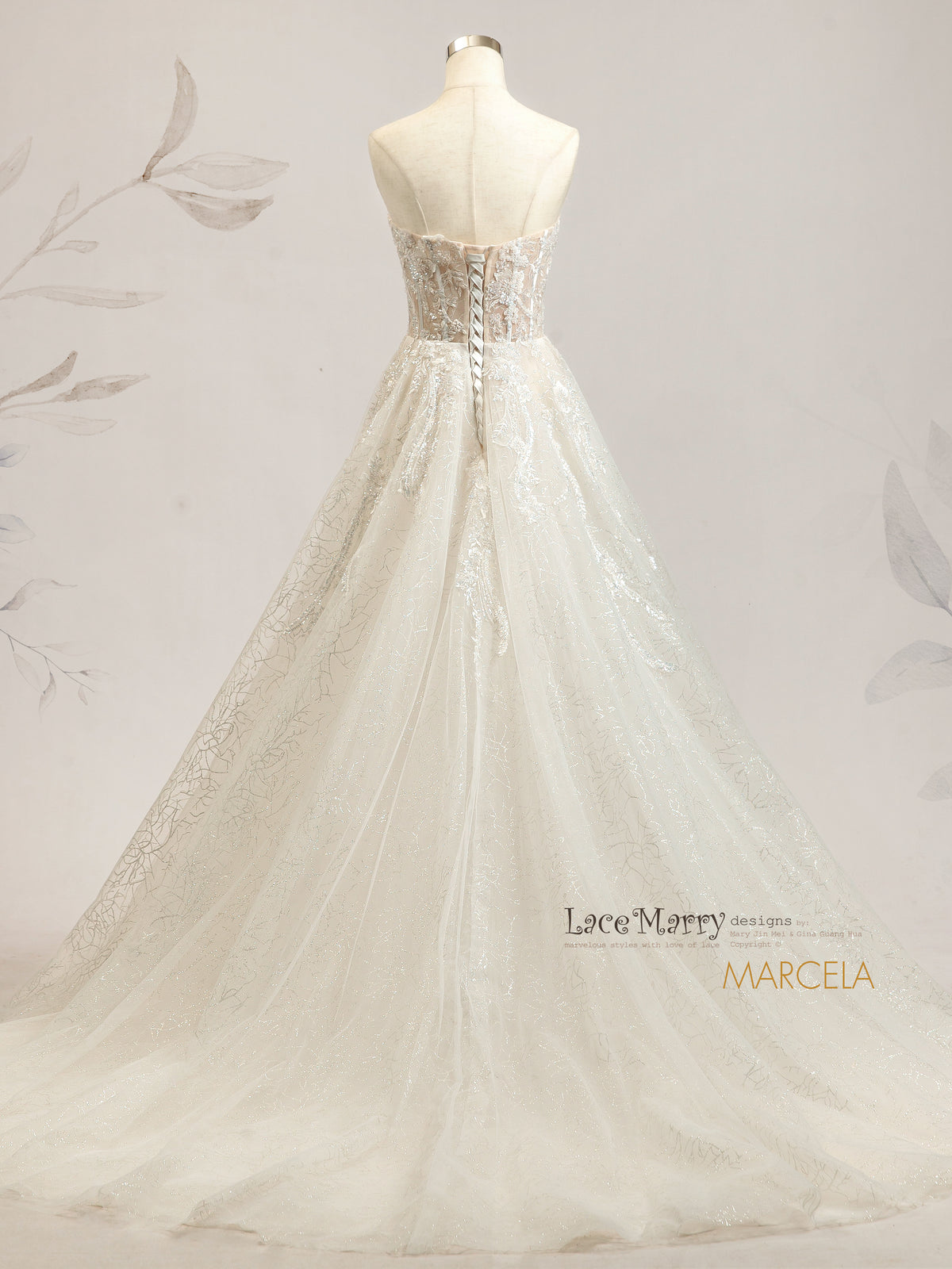 MARCELA / A Line Wedding Dress with Strapless Sweetheart Bodice