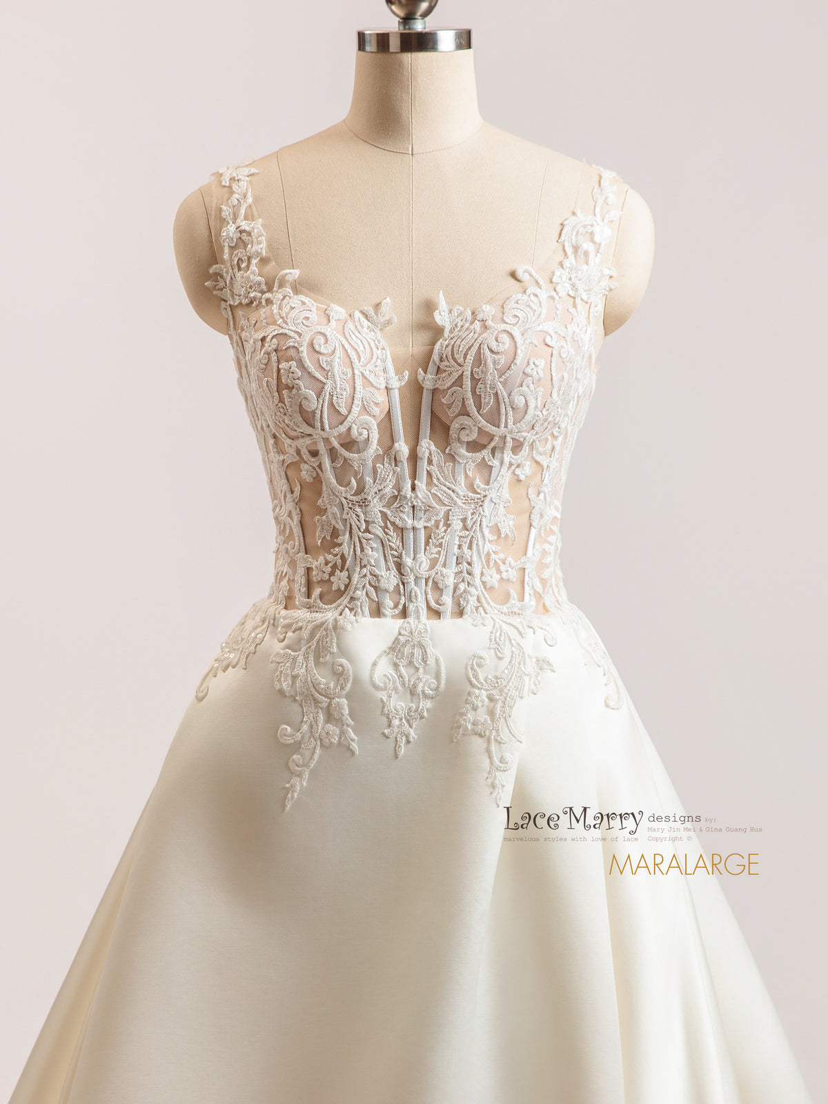MARALARGE / Satin Skirt A Line Wedding Dress with Slit