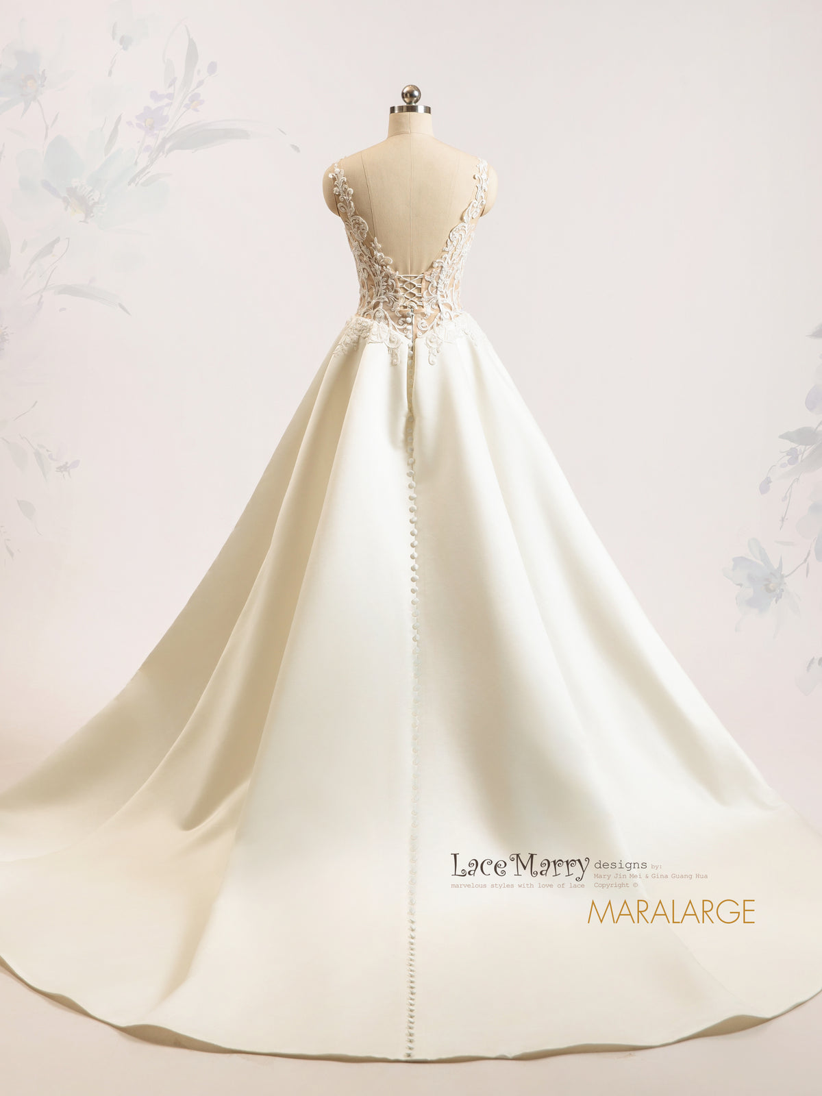 MARALARGE / Satin Skirt A Line Wedding Dress with Slit